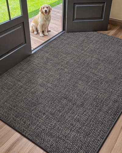 Color&Geometry Ultra-Thin Indoor Door Mat Entrance, 17"x30" Heather Khaki