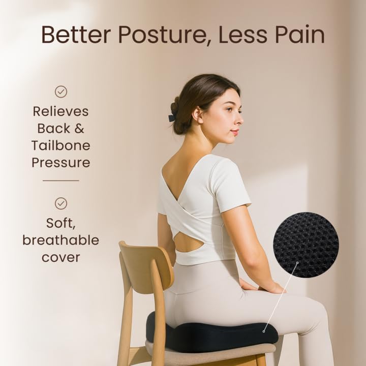 Sleepavo Office Chair Cushion, Seat Cushion for Tailbone Pain Relief Butt