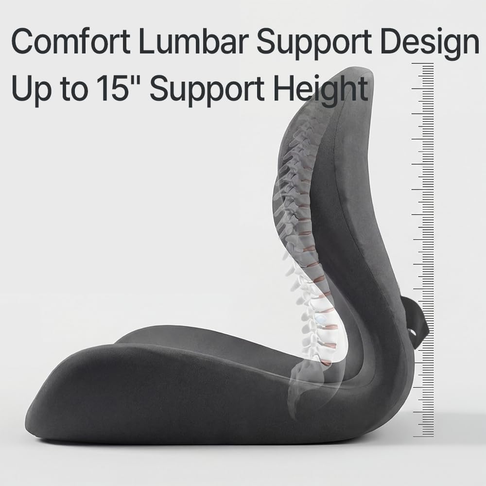 Navizam Lumbar Support Pillow for Office Chair with Memory Foam Cushion