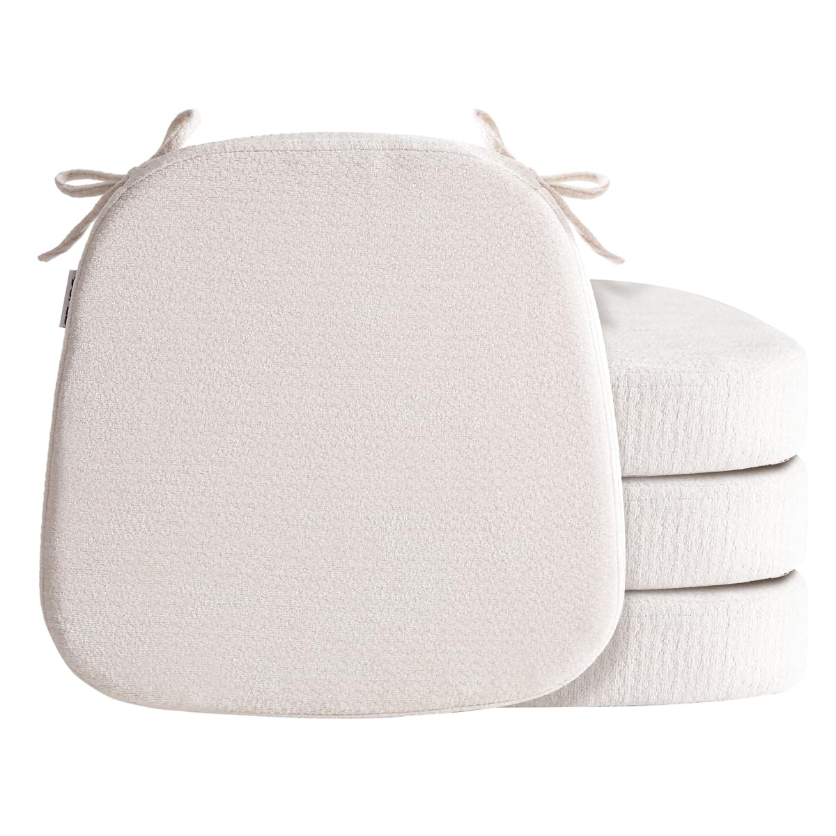 Chair Cushions for Dining Chairs, Washable Chair Pads, Beige, 4 Pack
