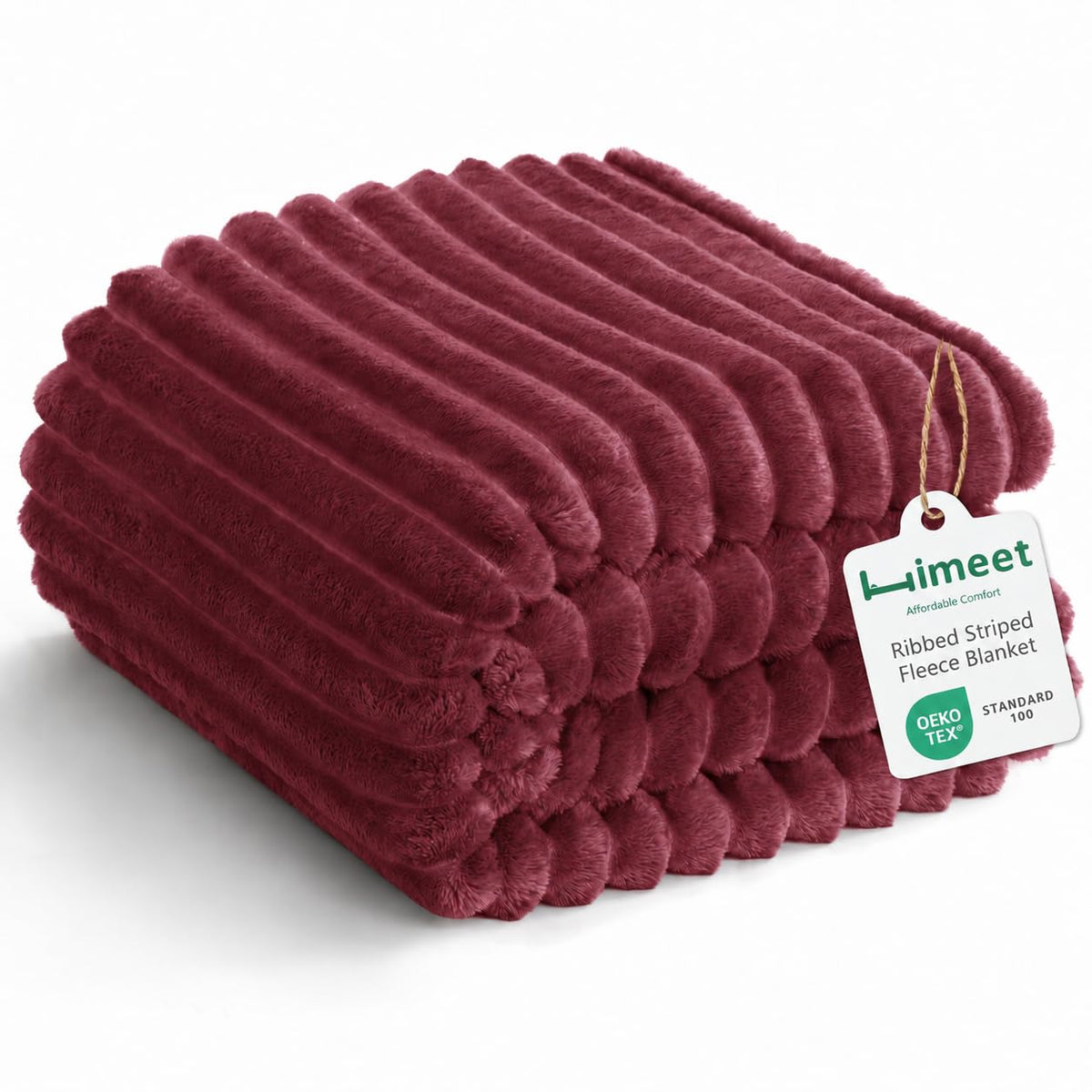 HIMEET Black Throw Blanket for Couch, 300GSM Ribbed Fleece, 50 x 60 Inches