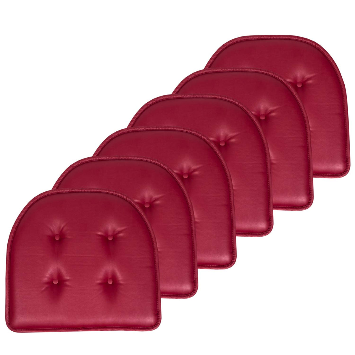 Sweet Home Collection Chair Cushion Memory Foam Pads Tufted Slip Non Skid Rubber Back U-Shaped 17" x 16" Seat Cover, 4 Count (Pack of 1), Army Green