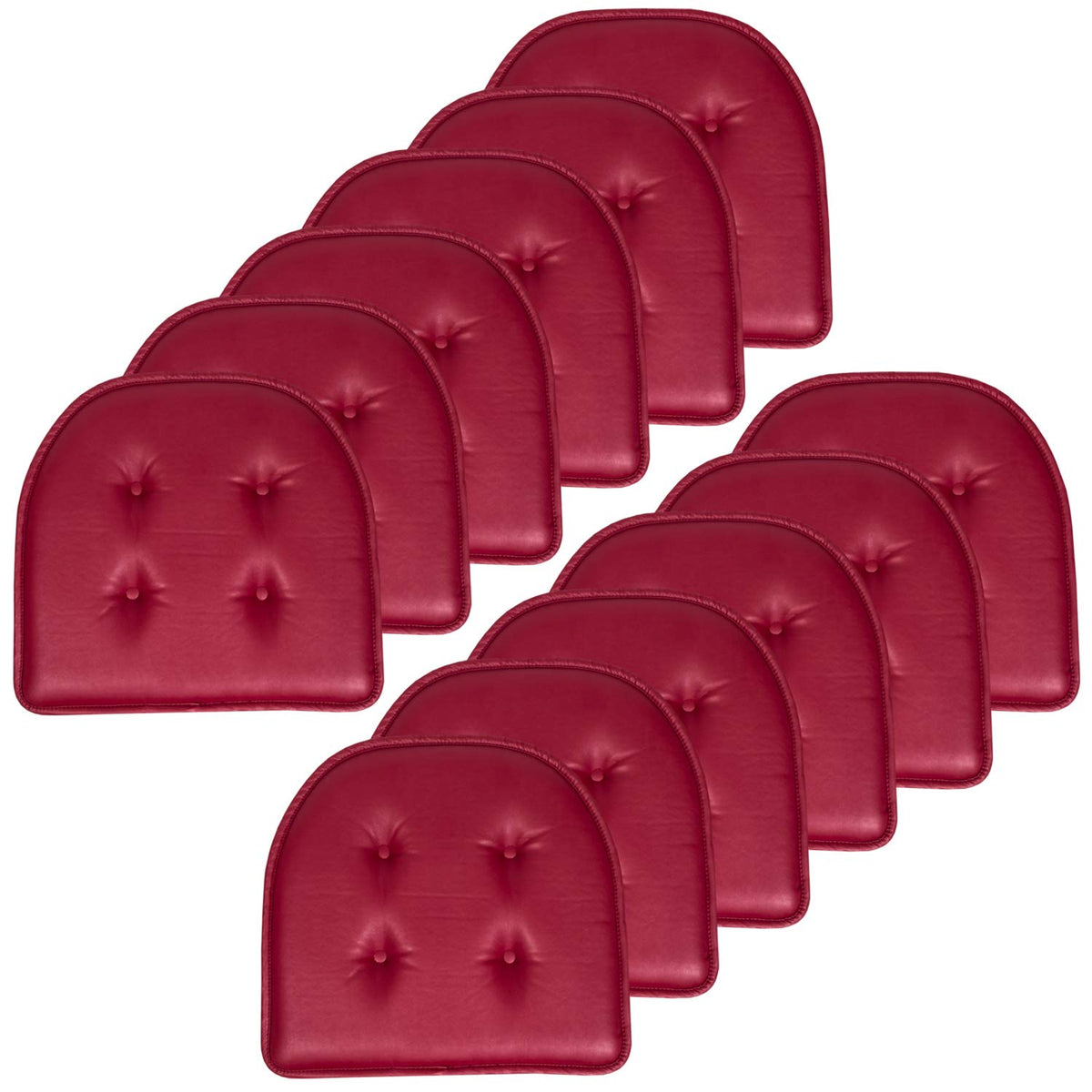 Sweet Home Collection Chair Cushion Memory Foam Pads Tufted Slip Non Skid Rubber Back U-Shaped 17" x 16" Seat Cover, 4 Count (Pack of 1), Army Green
