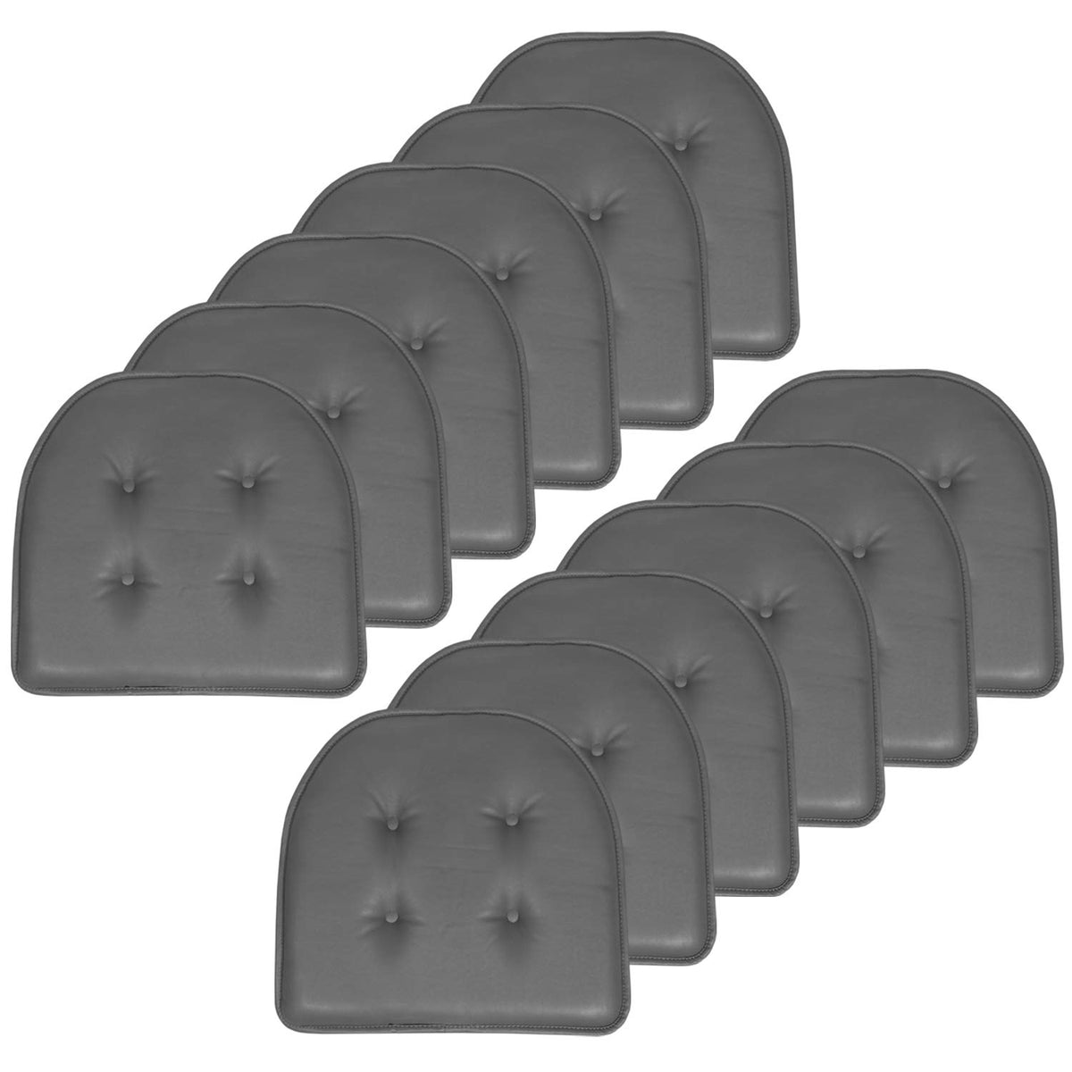 Sweet Home Collection Chair Cushion Memory Foam Pads Tufted Slip Non Skid Rubber Back U-Shaped 17" x 16" Seat Cover, 4 Count (Pack of 1), Army Green