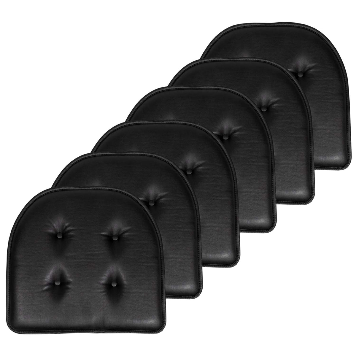 Sweet Home Collection Chair Cushion Memory Foam Pads Tufted Slip Non Skid Rubber Back U-Shaped 17" x 16" Seat Cover, 4 Count (Pack of 1), Army Green