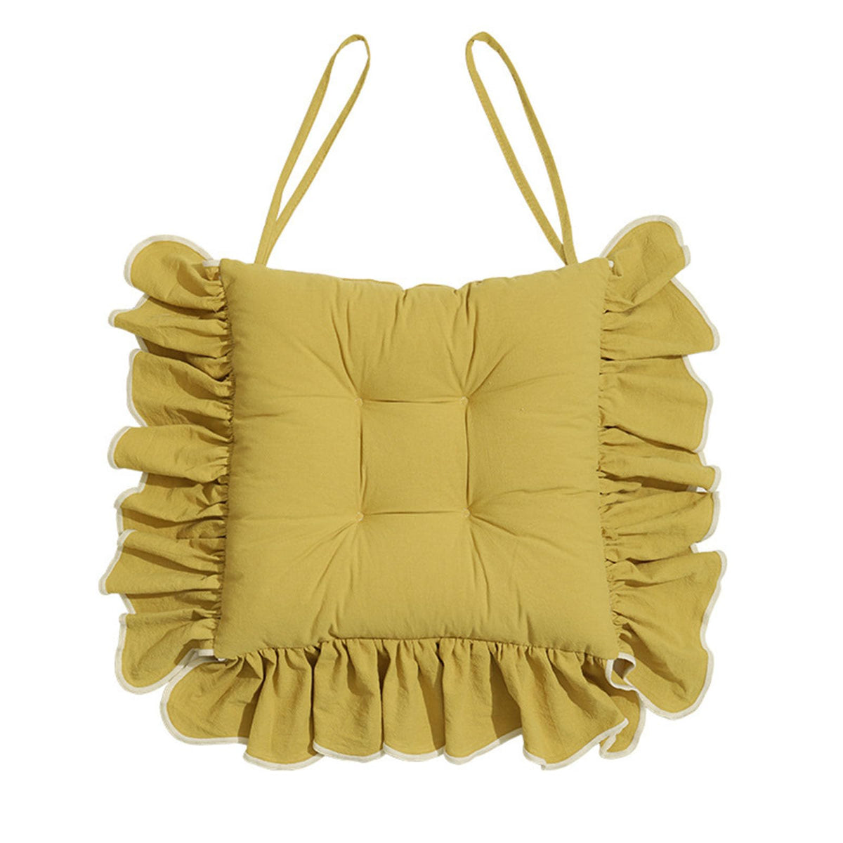 Cotton Ruffles Chair Cushion for Dining Chairs Soft Comfortable Chair Pads with Ties Farmhouse Country Seat Cushion for Kitchen Chairs Office Chairs (Green,16"x16")