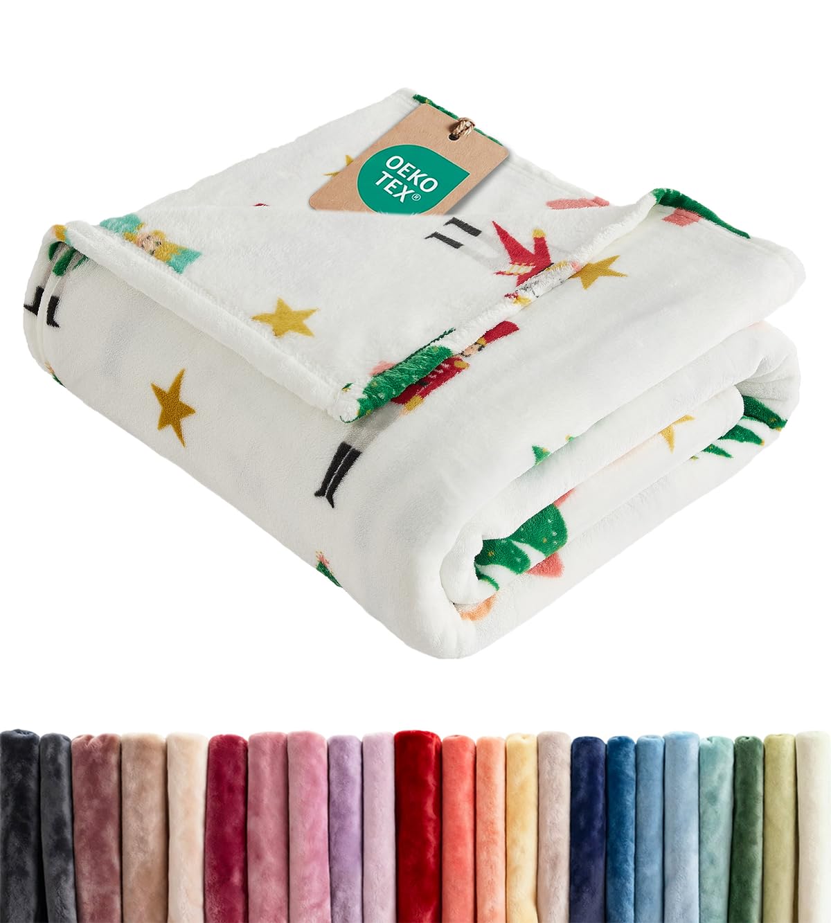 Fleece Blanket Throw Size - Ultra-Soft Warm Flannel Fleece Blanket - Cream