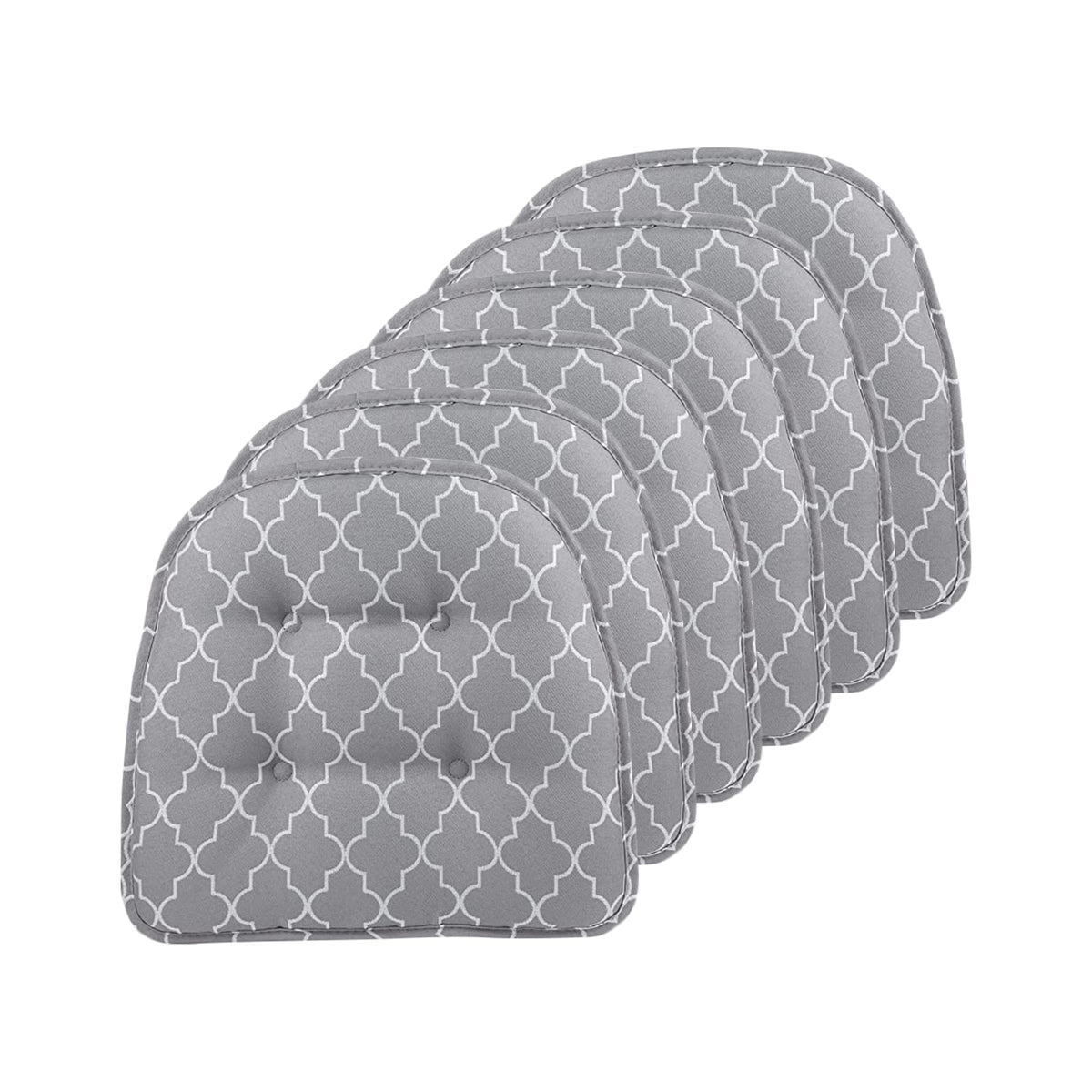 Klear Vu Omega Non-Slip Chair Cushions, Assembled in USA, U-Shaped Skid-Proof Seat Pads for Dining Room, Kitchen, Office, 15"x16" 4 Pack Slub Natural 4 Count