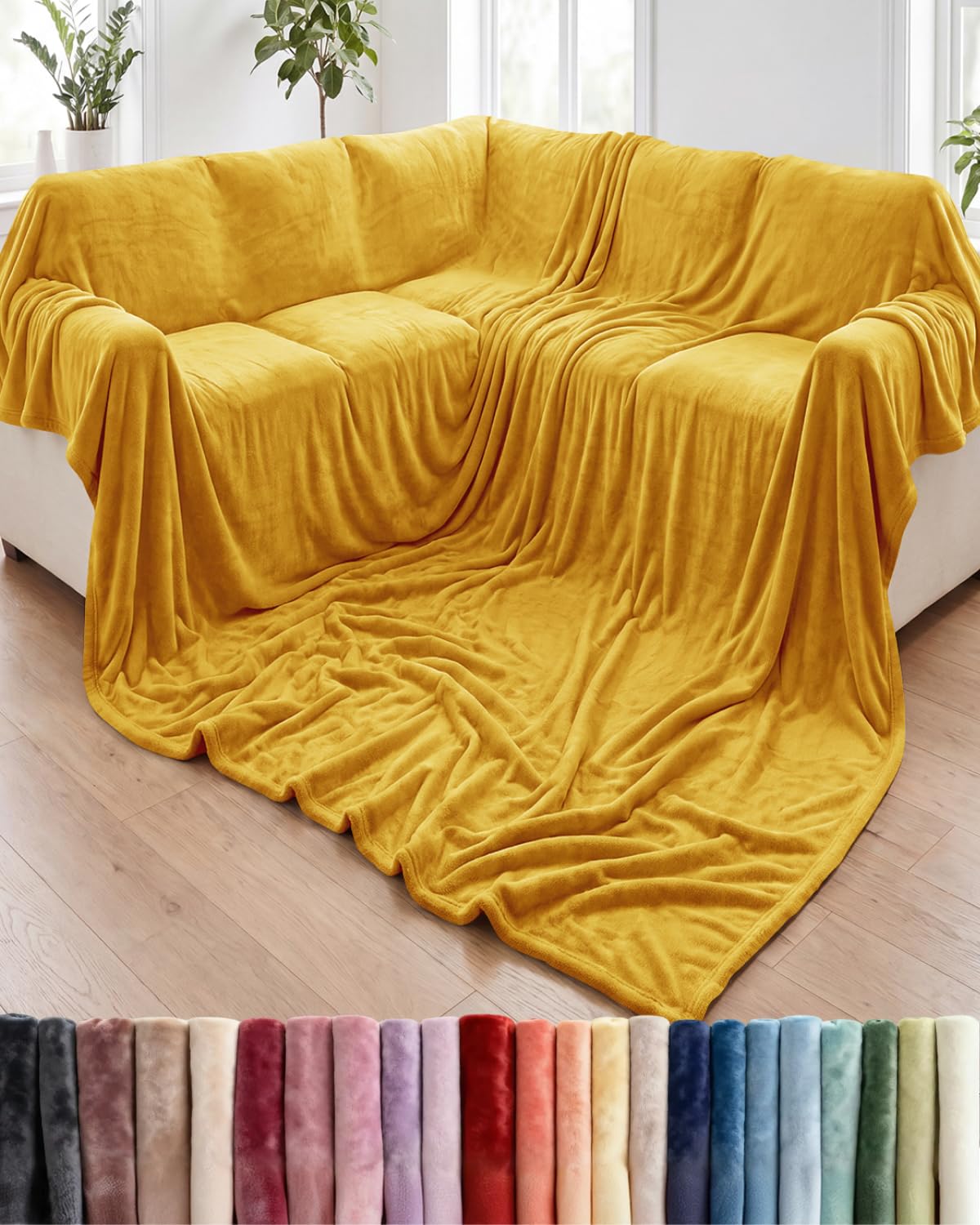 Fleece Blanket Throw Size - Ultra-Soft Warm Flannel Fleece Blanket - Cream
