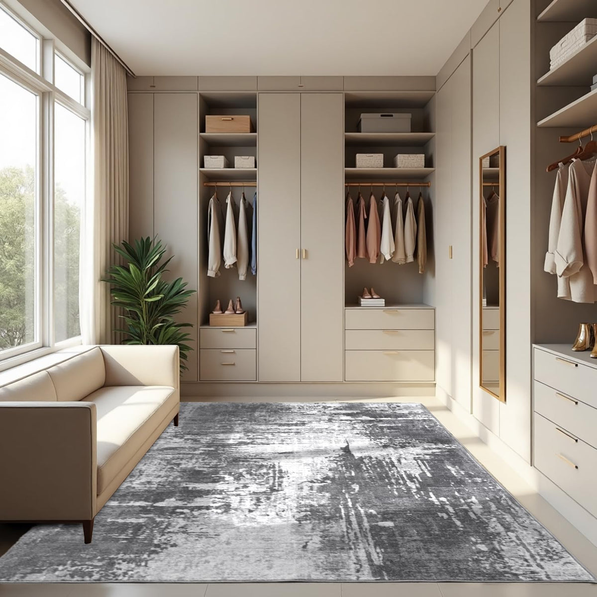Entrance Rugs Indoor 2x3 Grey Entry Rug Washable Abstract Small Area Rug Non-Slip Low Pile Throw Rugs for Entryway, Kitchen Floor, Front Door Indoor Door Mat, Bathroom, Bedroom Bedside