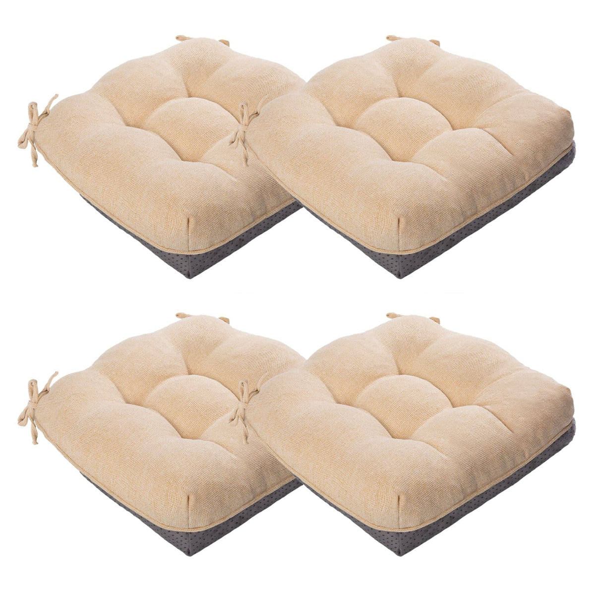 MAGIC ELEPHANT Chair Cushions for Dining Chair, Shredded Memory Foam Kitchen Chair Cushions Set of 4, Non-Slip Thick Dinning Room Chair Pads Seat Cushions, 15.5" x 15.5" x 4" (Grey)