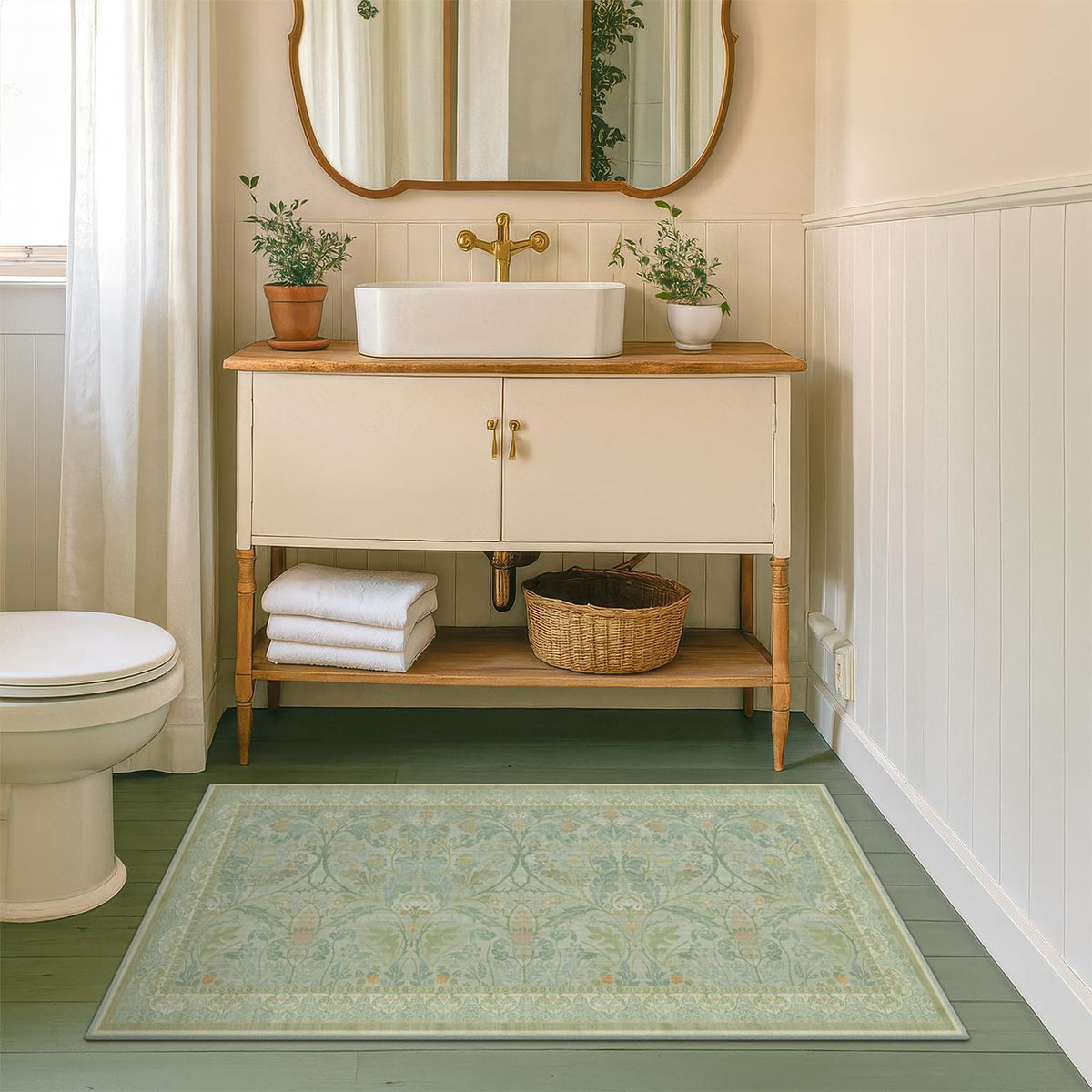 Dark Brown 2x3 Washable Entry Rug, Throw Small Rugs for Entryway Kitchen Bathroom Indoor Door Mat, Farmhouse Floral & Botanical Door Mats, Low Pile Soft Stain Resistant Carpet