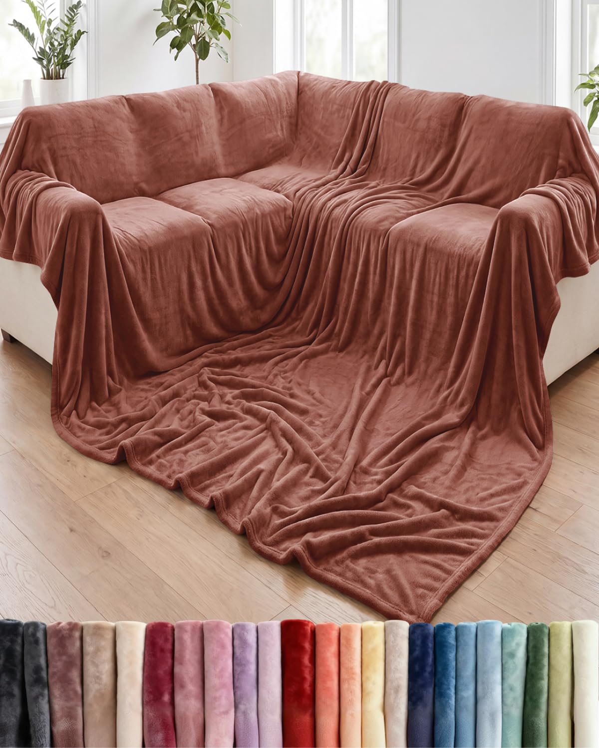 Fleece Blanket Throw Size - Ultra-Soft Warm Flannel Fleece Blanket - Cream