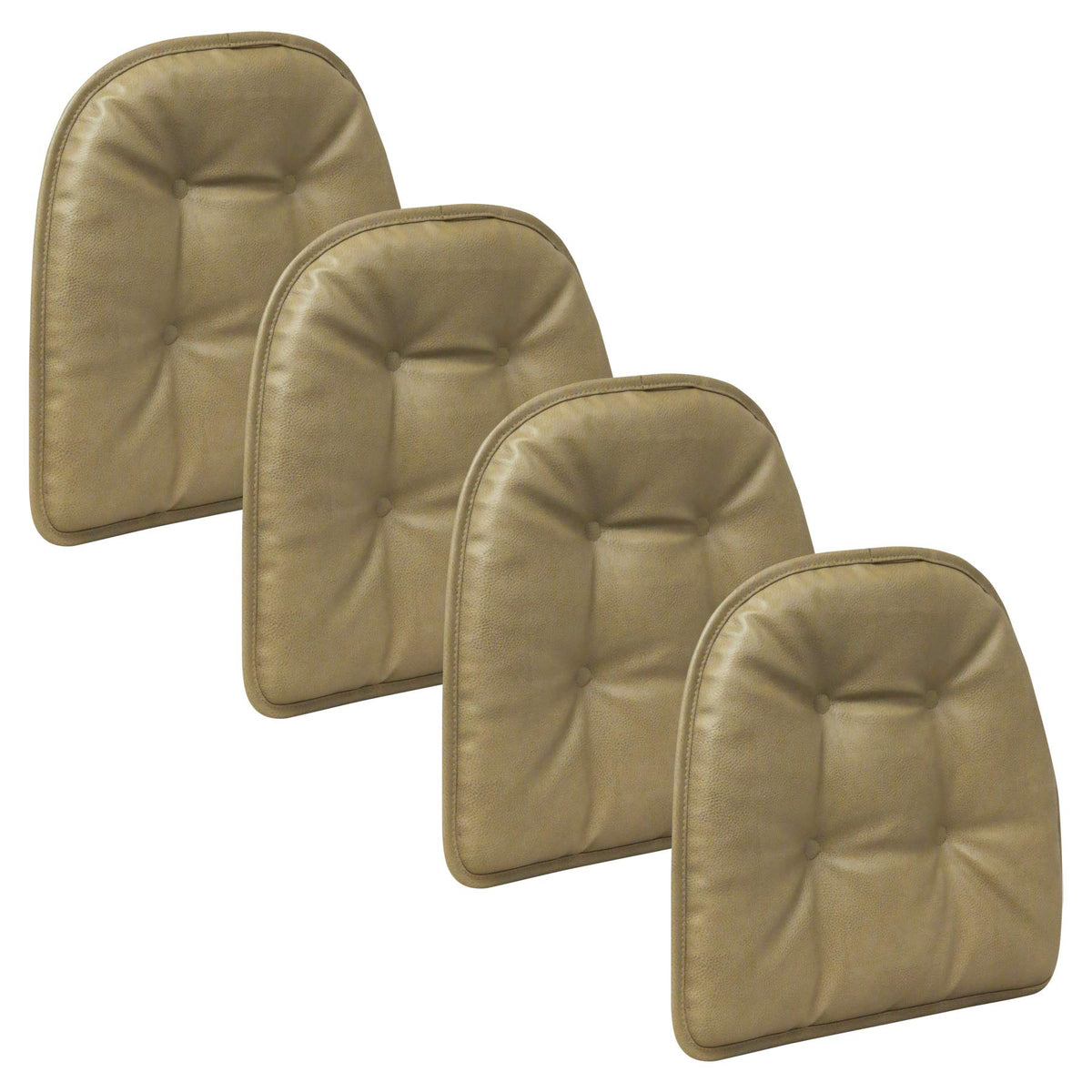 Klear Vu Omega Non-Slip Chair Cushions, Assembled in USA, U-Shaped Skid-Proof Seat Pads for Dining Room, Kitchen, Office, 15"x16" 4 Pack Slub Natural 4 Count