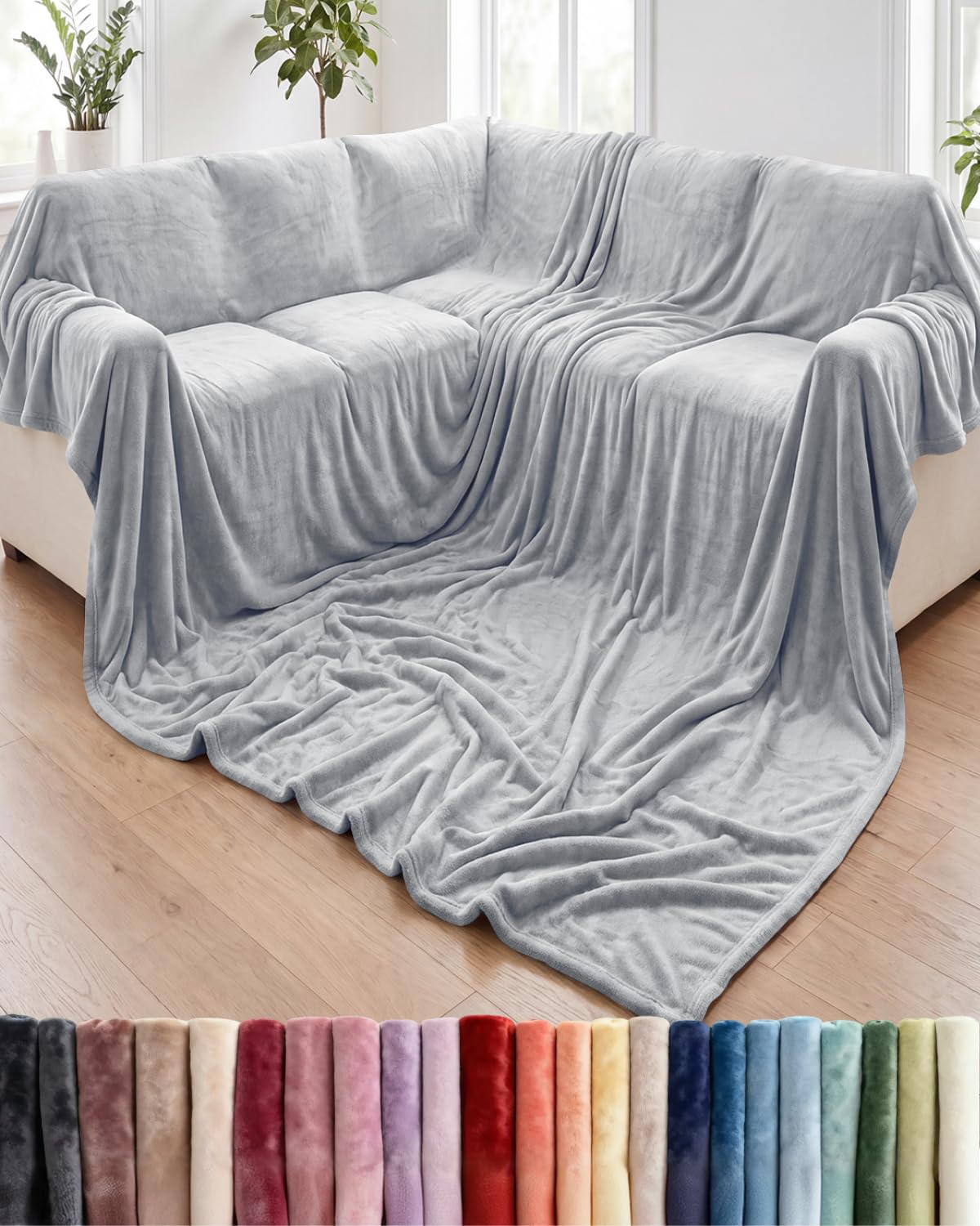 Fleece Blanket Throw Size - Ultra-Soft Warm Flannel Fleece Blanket - Cream