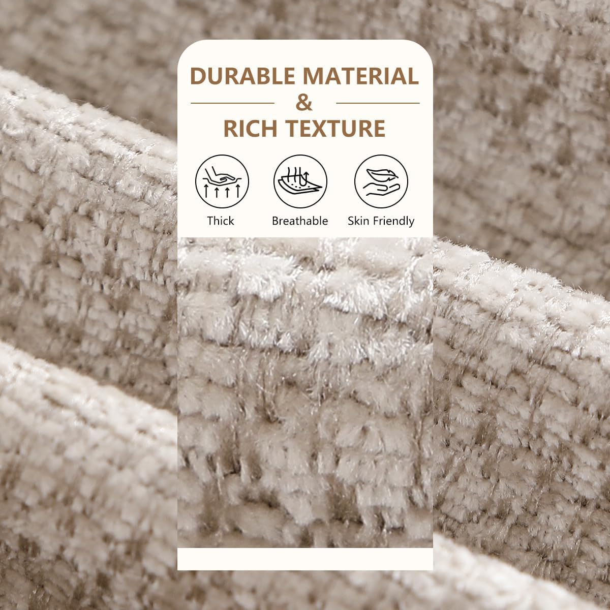 Chair Cushions for Dining Chairs, Washable Chair Pads, Beige, 4 Pack
