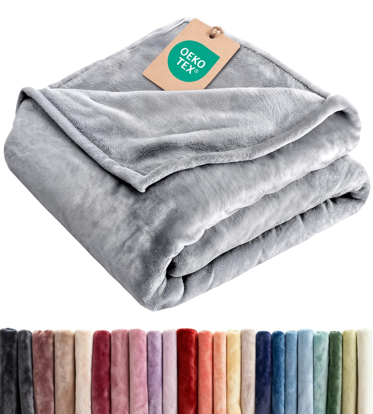 Fleece Blanket Throw Size - Ultra-Soft Warm Flannel Fleece Blanket - Cream