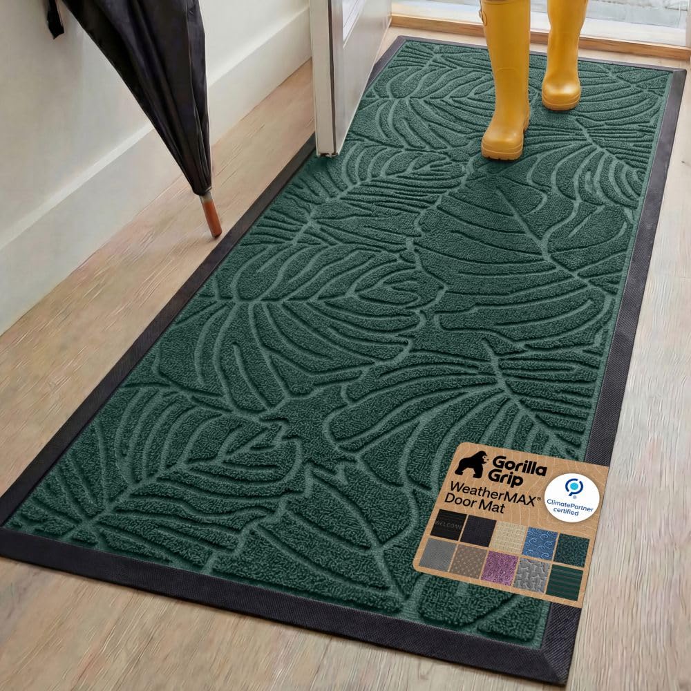 GORILLA GRIP WeatherMAX Door Mat, Indoor and Outdoor Use, Gray Diamond