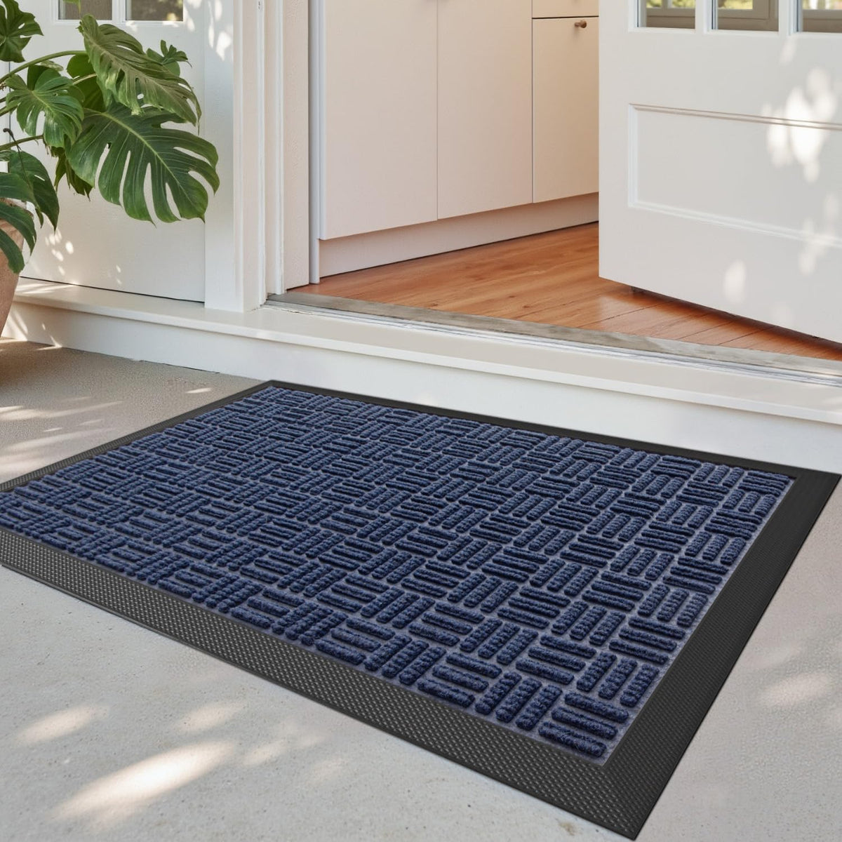 DEXI Front Door Mat Outside Entrance 48x72 Rubber Entry Doormat Brown