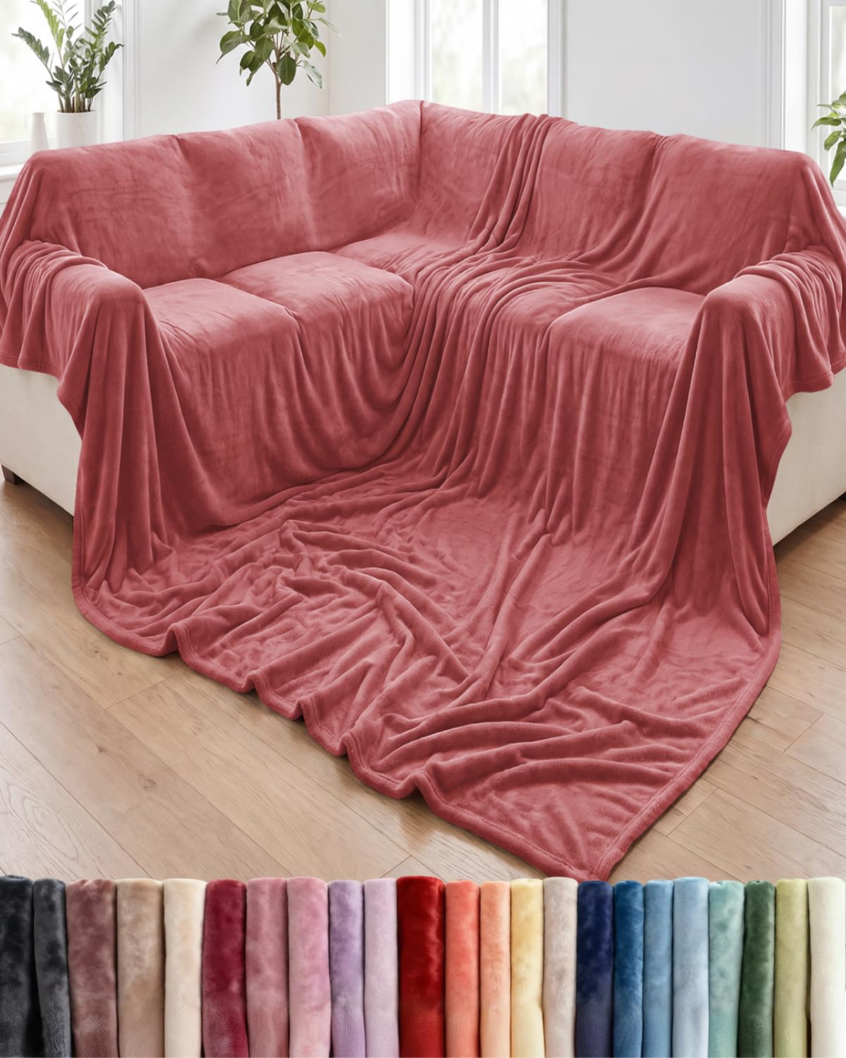 Fleece Blanket Throw Size - Ultra-Soft Warm Flannel Fleece Blanket - Cream