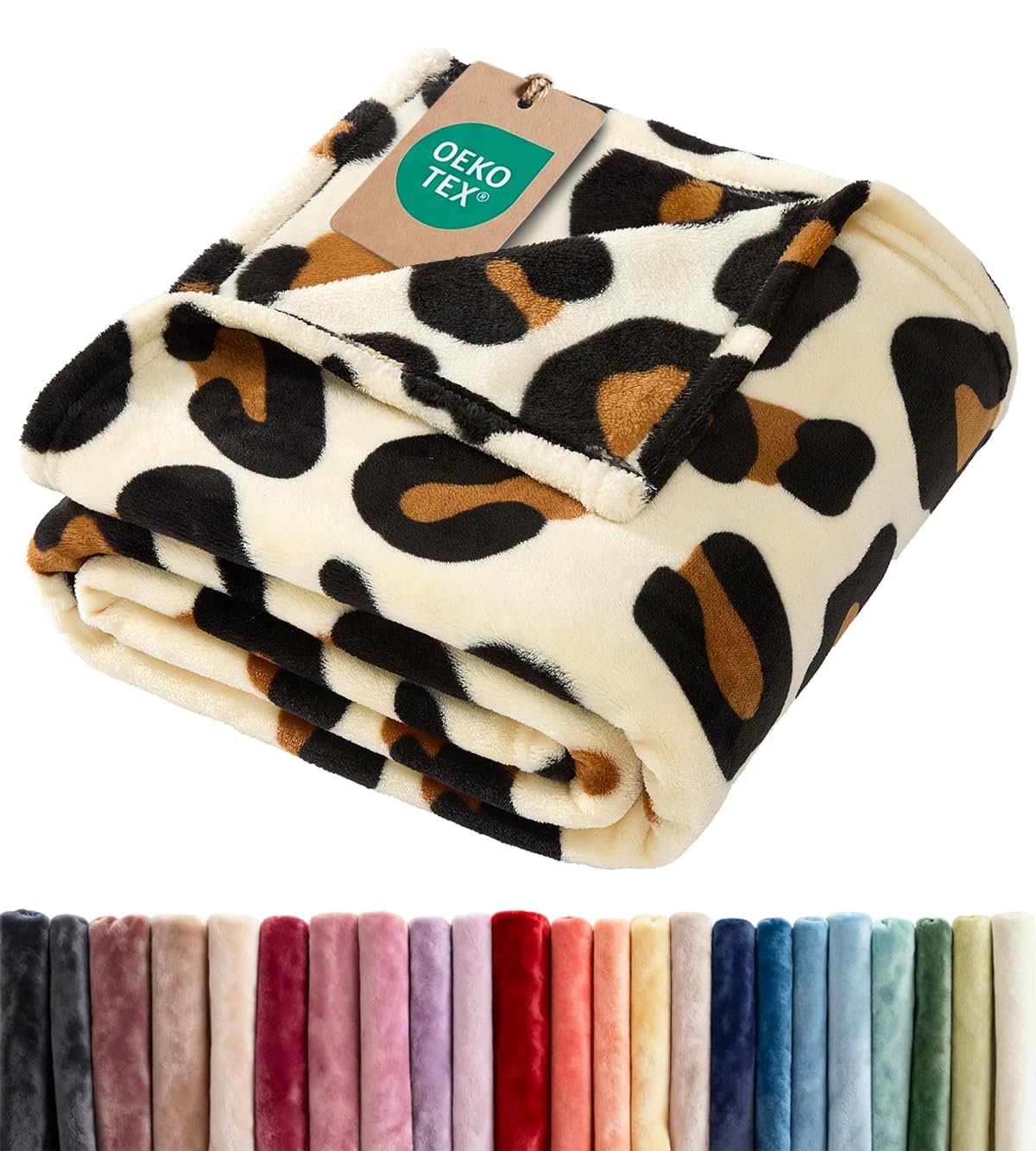 Fleece Blanket Throw Size - Ultra-Soft Warm Flannel Fleece Blanket - Cream