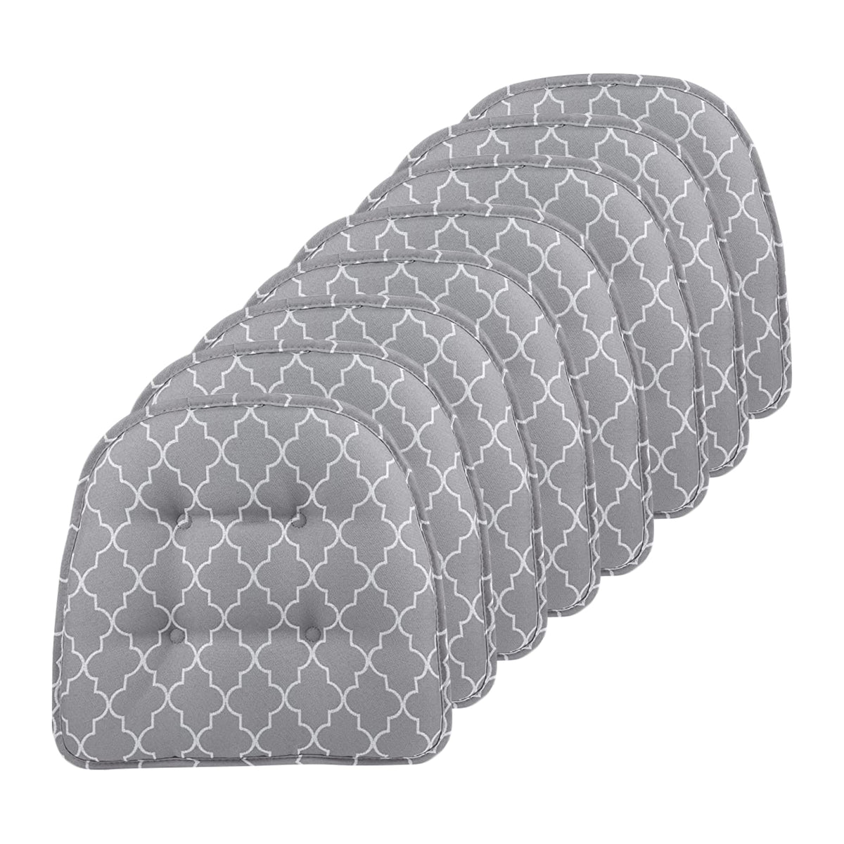 Klear Vu Omega Non-Slip Chair Cushions, Assembled in USA, U-Shaped Skid-Proof Seat Pads for Dining Room, Kitchen, Office, 15"x16" 4 Pack Slub Natural 4 Count