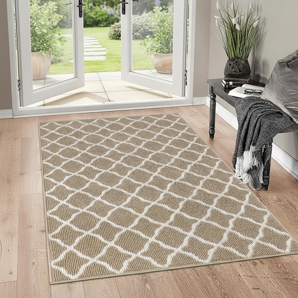 SHACOS Door Mats 20"x32" Indoor Washable Kitchen Entryway Rug Non Slip Absorbent Floor Mat for Home Entrance Garage, Light Gray