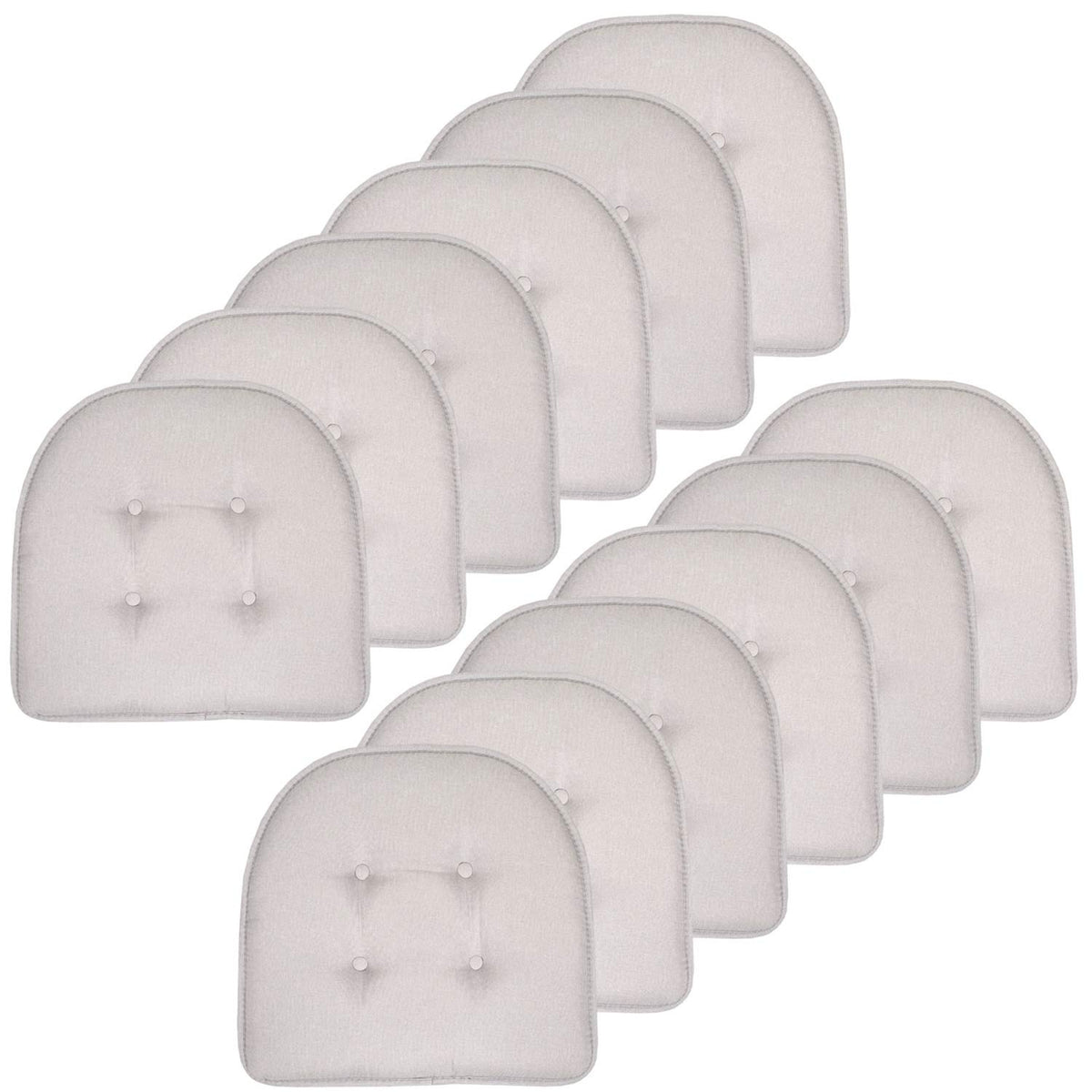 Sweet Home Collection Chair Cushion Memory Foam Pads Tufted Slip Non Skid Rubber Back U-Shaped 17" x 16" Seat Cover, 4 Count (Pack of 1), Army Green