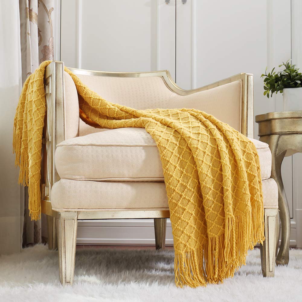 CREVENT Home Decor Rustic Couch Sofa Chair Bed Throw Blanket, Soft Warm Cozy Light Weight for Travelling in Spring Summer (50''X60'' Beige/Ivory)