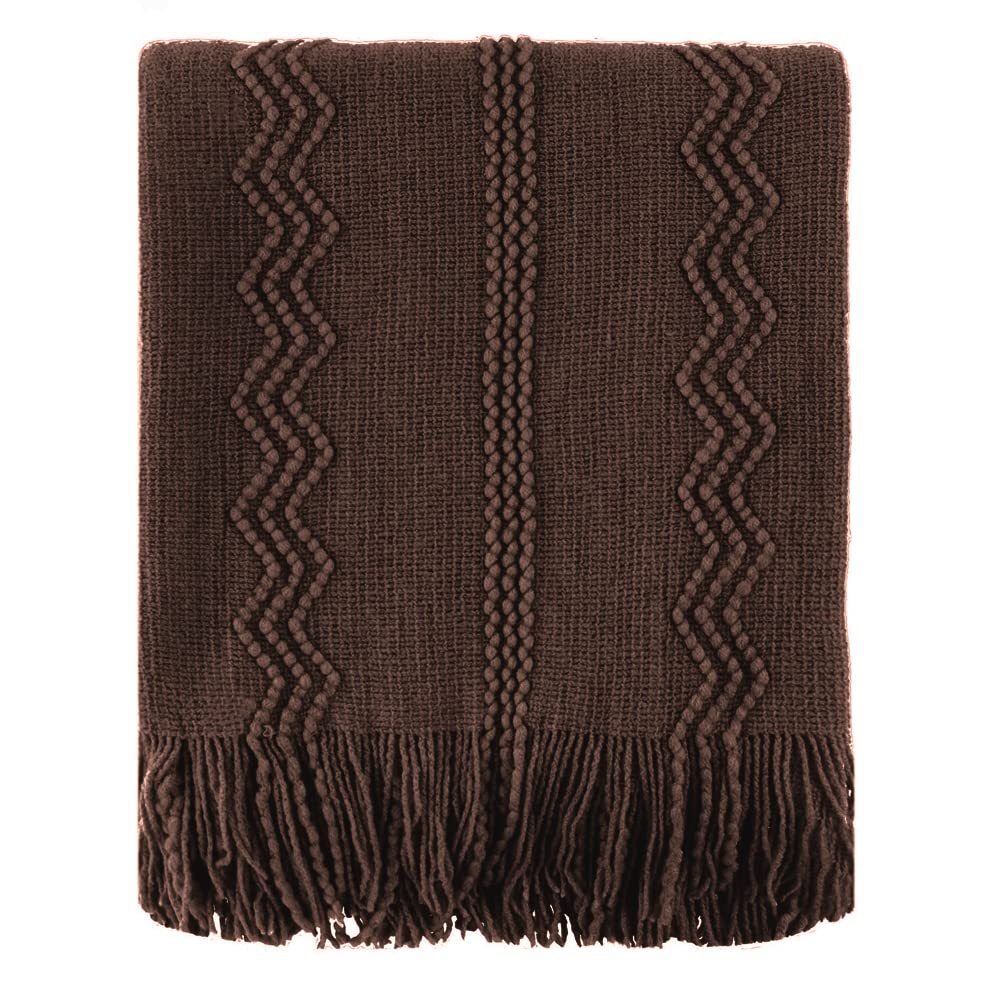 BATTILO HOME Khaki Throw Blanket for Couch, Boho Bed Tan Throws, Spring Decorative Taupe Throw for Sofa Foot of Bed, 50"x60"