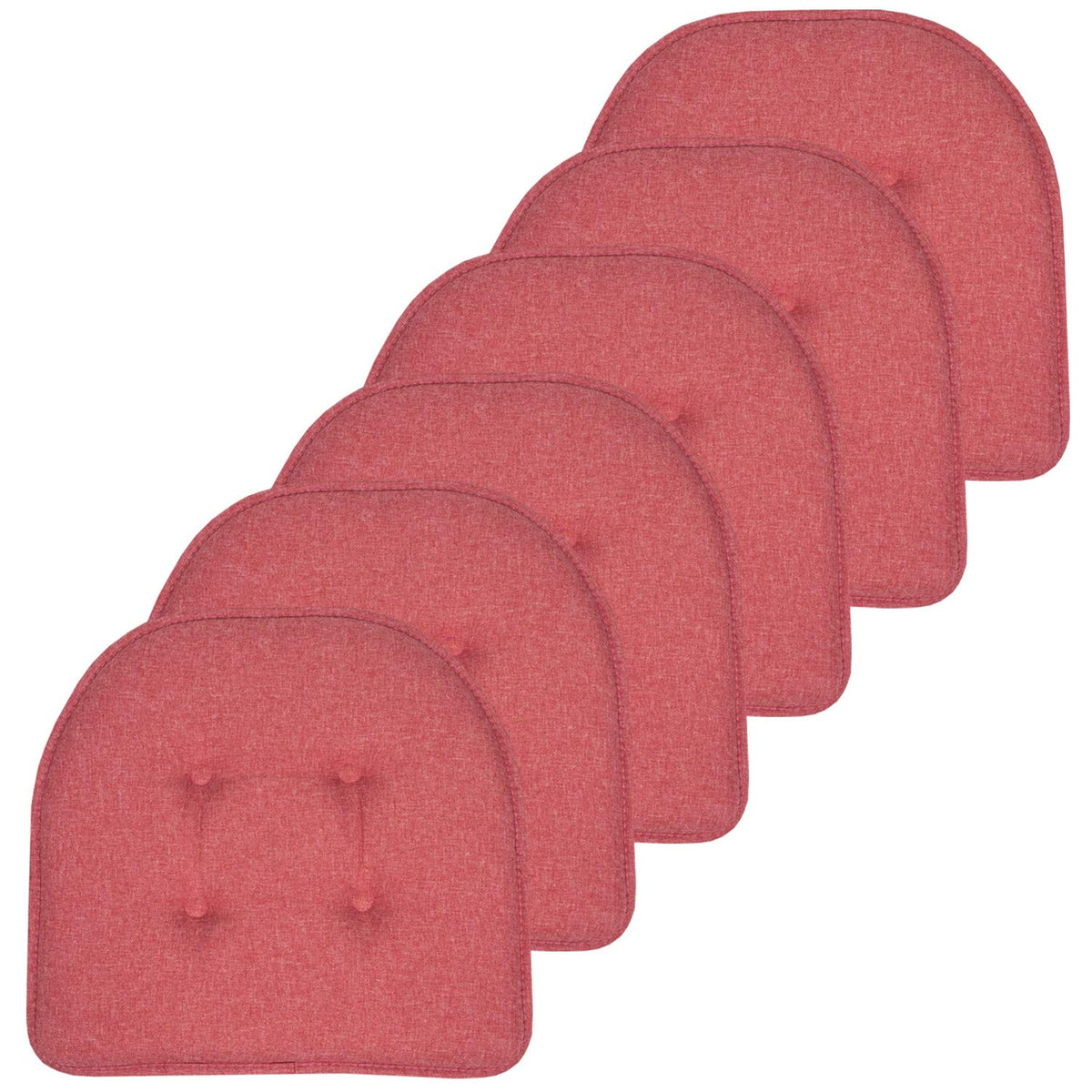Sweet Home Collection Chair Cushion Memory Foam Pads Tufted Slip Non Skid Rubber Back U-Shaped 17" x 16" Seat Cover, 4 Count (Pack of 1), Army Green