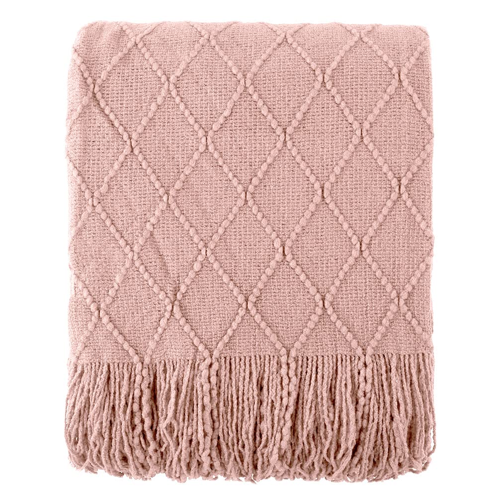 BATTILO HOME Khaki Throw Blanket for Couch, Boho Bed Tan Throws, Spring Decorative Taupe Throw for Sofa Foot of Bed, 50"x60"
