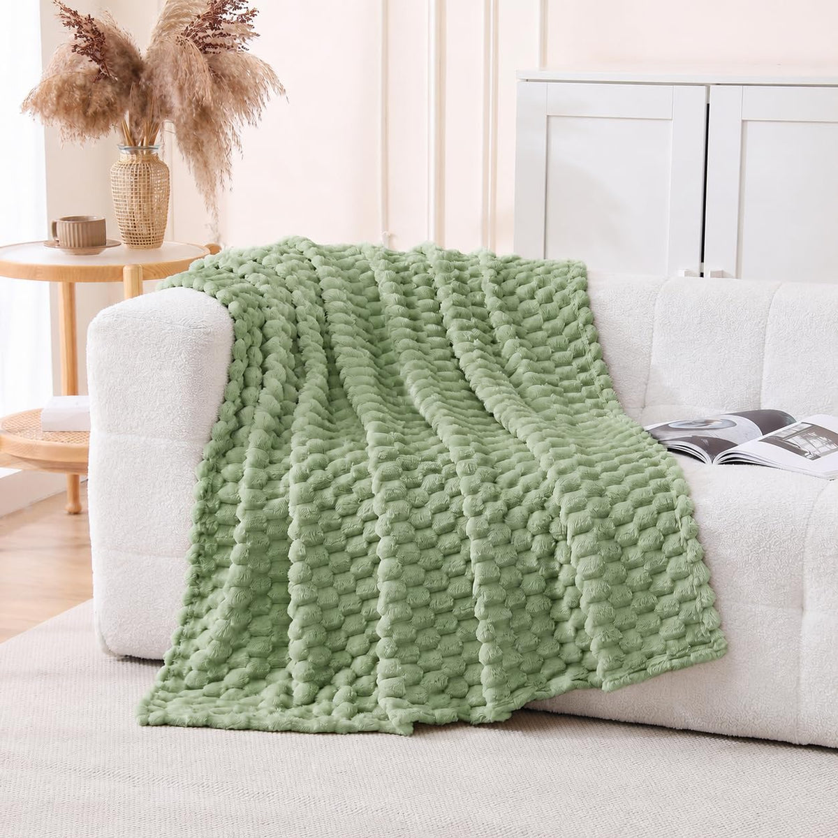 Fleece Throw Blanket, Light Brown, 50"×60" for Couch Sofa Bed