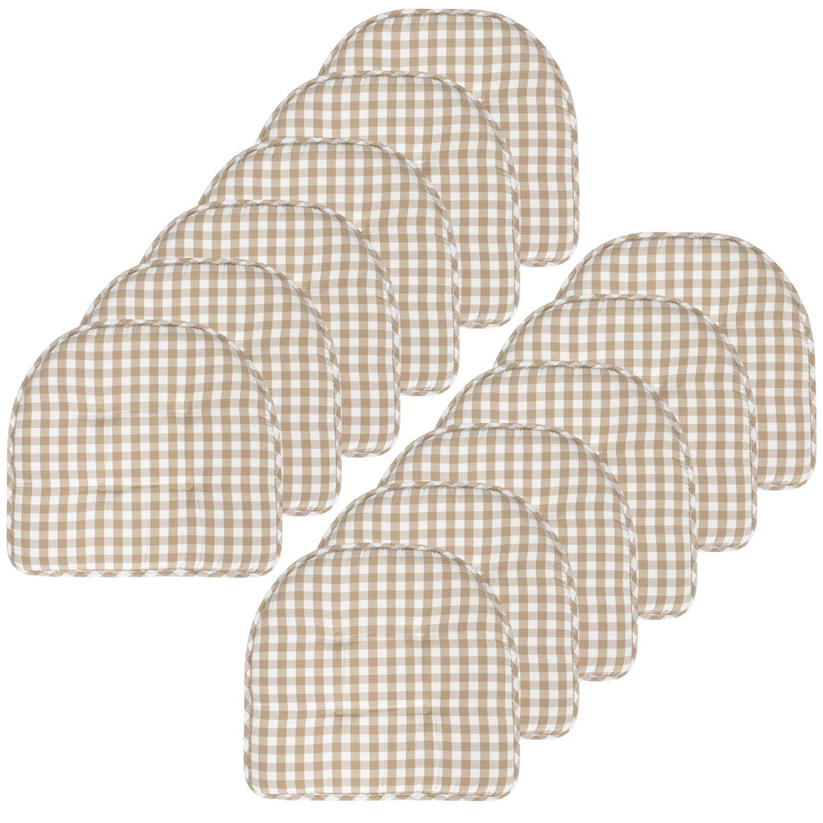 Sweet Home Collection Chair Cushion Memory Foam Pads Tufted Slip Non Skid Rubber Back U-Shaped 17" x 16" Seat Cover, 4 Count (Pack of 1), Army Green