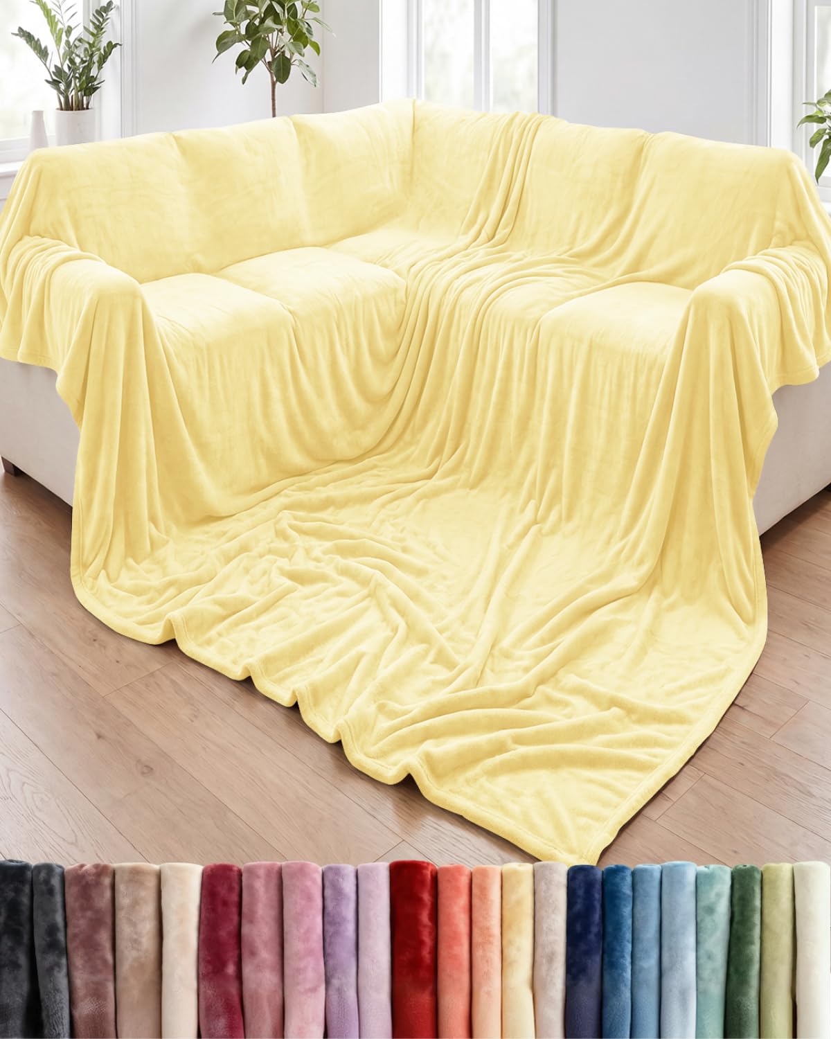 Fleece Blanket Throw Size - Ultra-Soft Warm Flannel Fleece Blanket - Cream