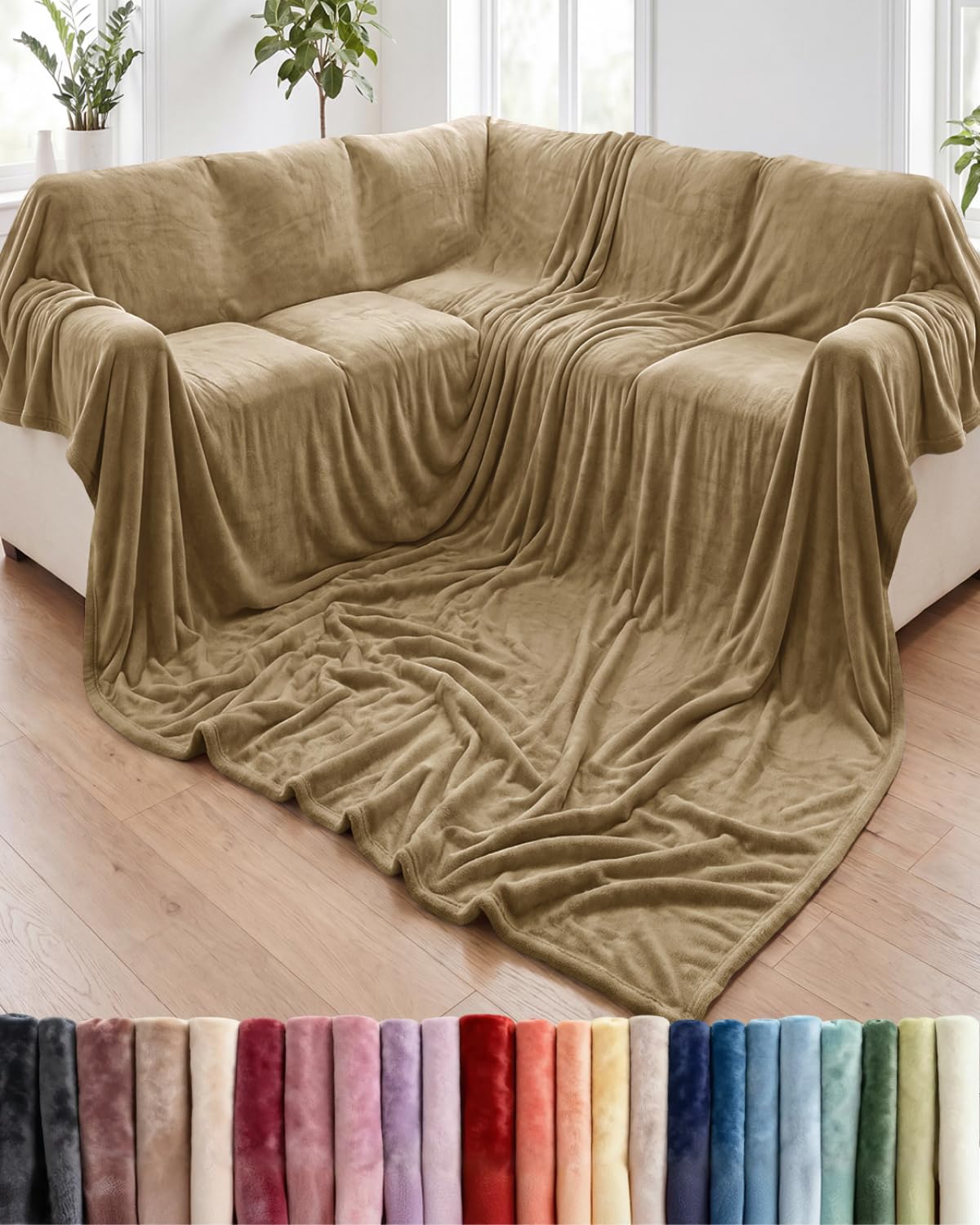 Fleece Blanket Throw Size - Ultra-Soft Warm Flannel Fleece Blanket - Cream