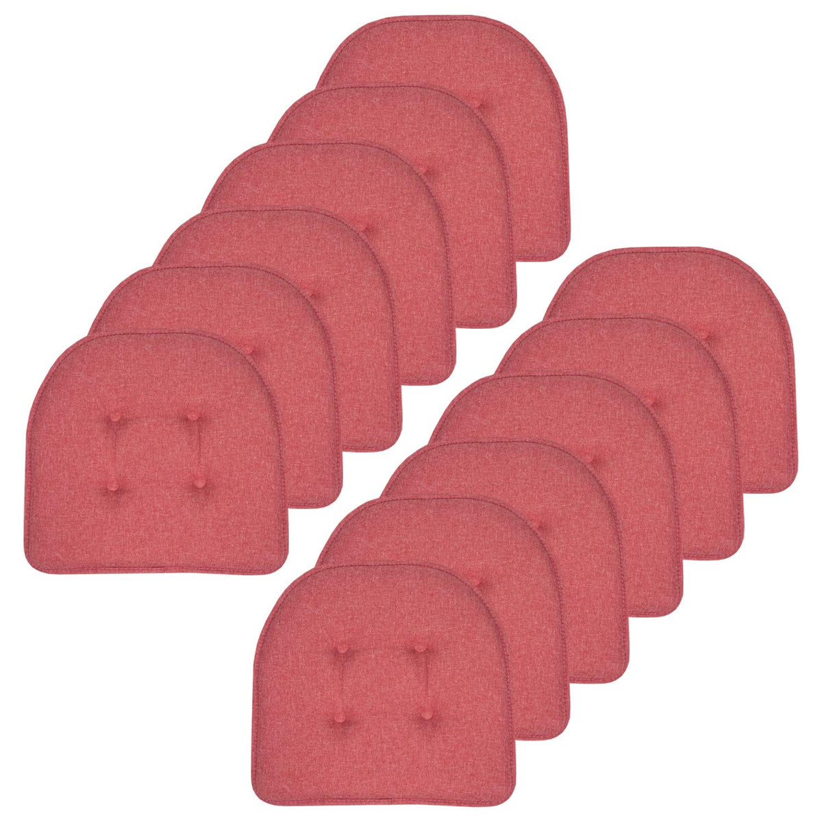 Sweet Home Collection Chair Cushion Memory Foam Pads Tufted Slip Non Skid Rubber Back U-Shaped 17" x 16" Seat Cover, 4 Count (Pack of 1), Army Green