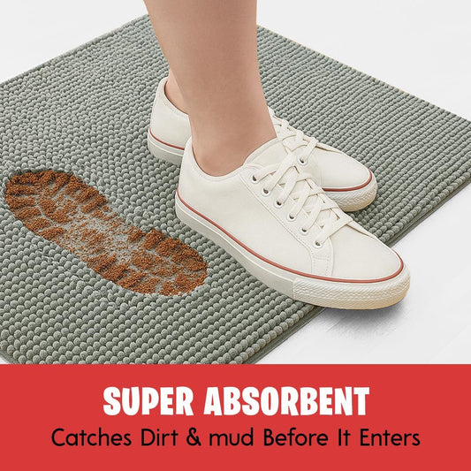 MUDGUARD MAT® Dog Door Muddy Mat for Muddy Paws, Super Absorbent Microfiber, Non-Slip Indoor Mat, Quick-Dry Chenille Carpet for Pets & Entryway, Machine Washable, Grey 19" x 30"