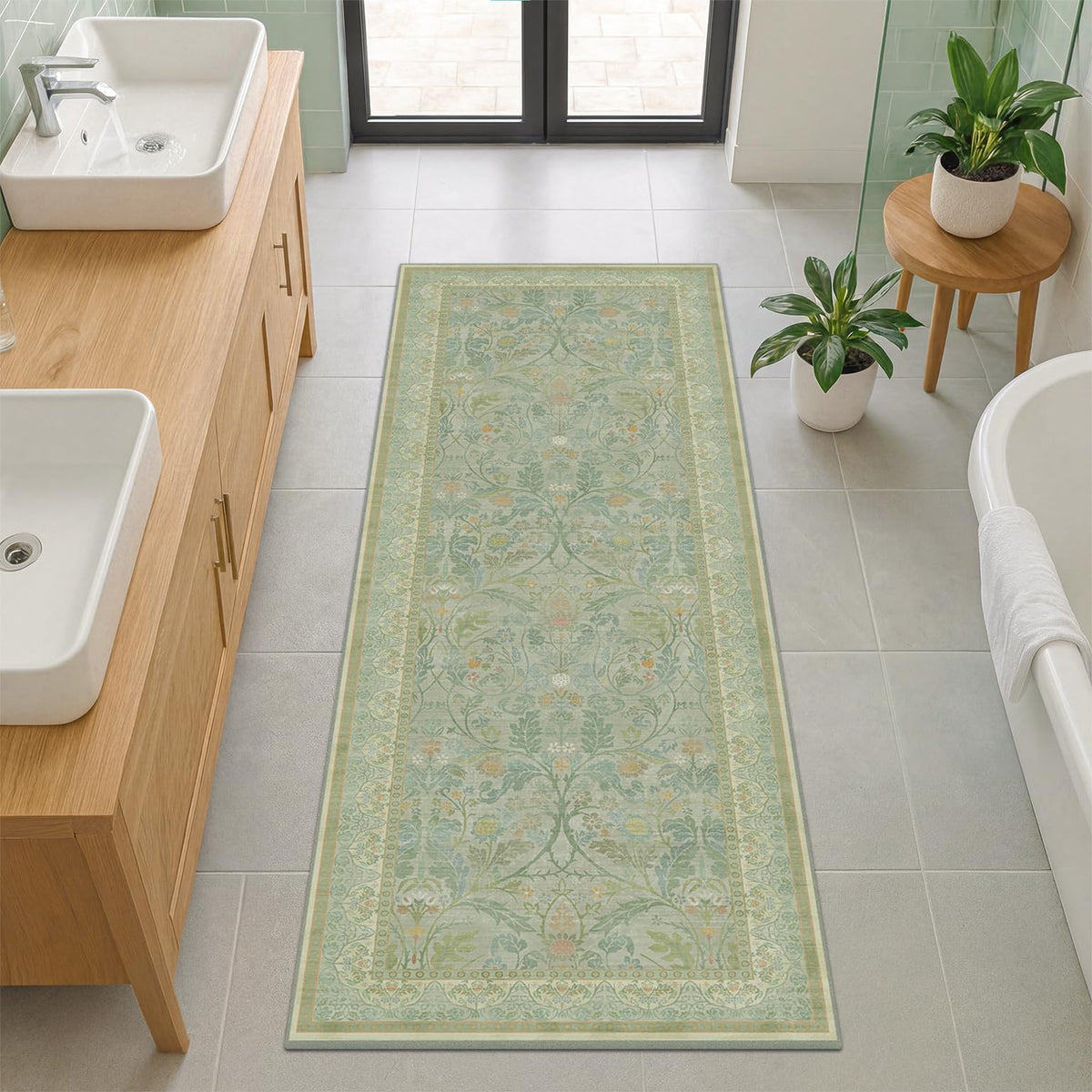 Dark Brown 2x3 Washable Entry Rug, Throw Small Rugs for Entryway Kitchen Bathroom Indoor Door Mat, Farmhouse Floral & Botanical Door Mats, Low Pile Soft Stain Resistant Carpet