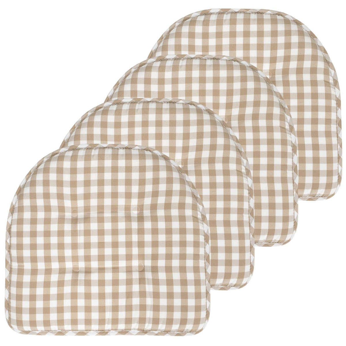 Sweet Home Collection Chair Cushion Memory Foam Pads Tufted Slip Non Skid Rubber Back U-Shaped 17" x 16" Seat Cover, 4 Count (Pack of 1), Army Green