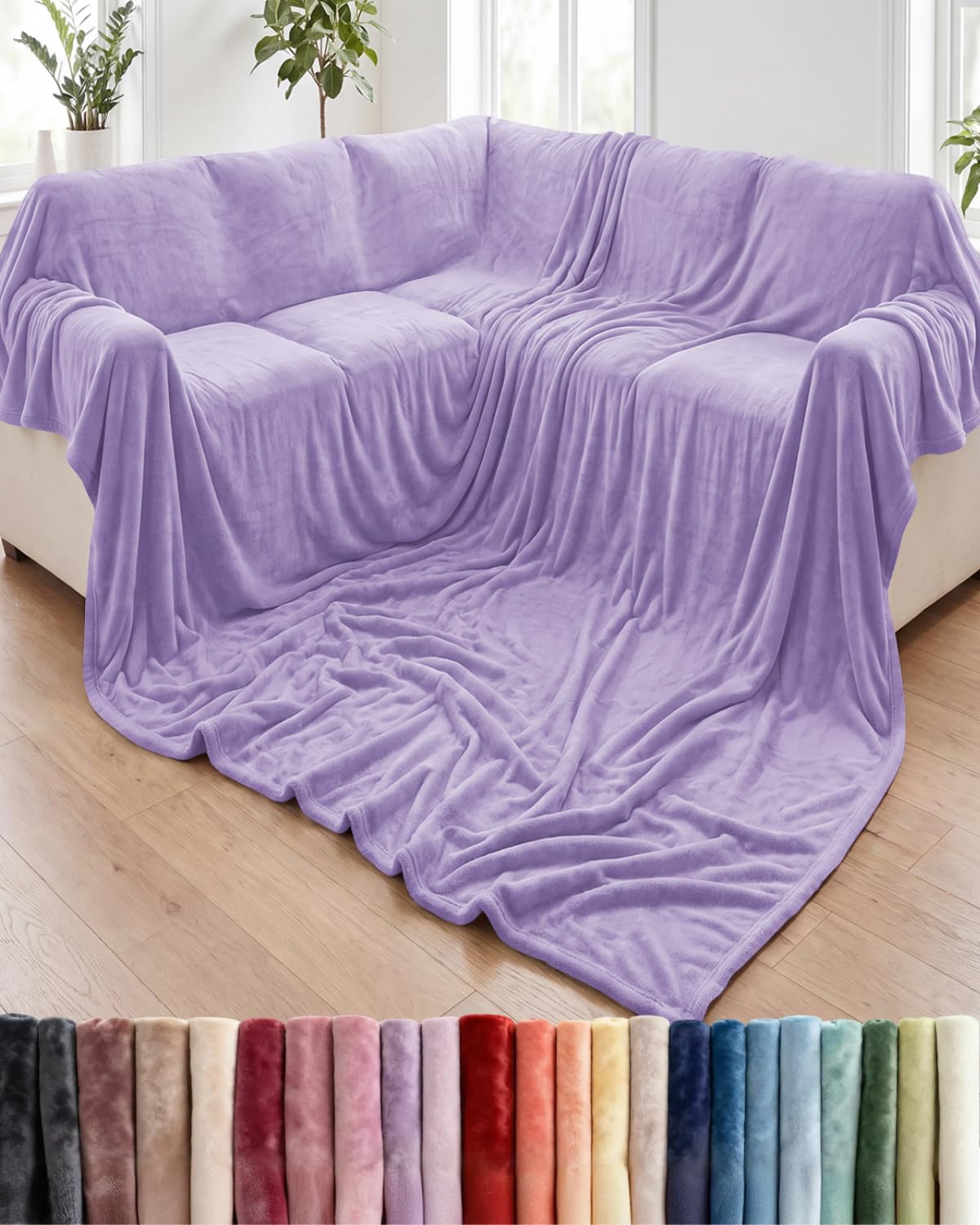 Fleece Blanket Throw Size - Ultra-Soft Warm Flannel Fleece Blanket - Cream