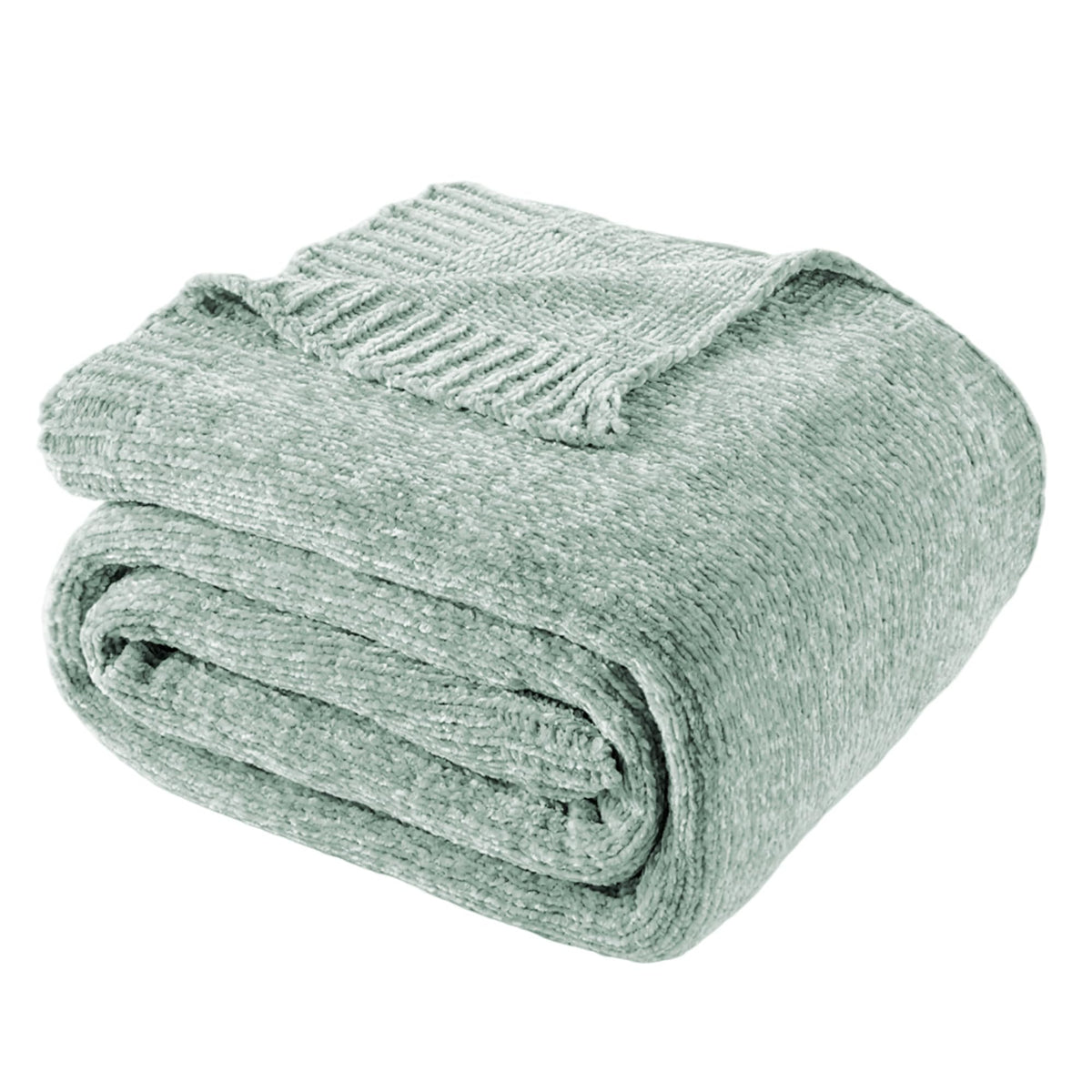 Chenille Throw Blanket for Couch, Knit Throw Blanket 51"x67", Ivory White