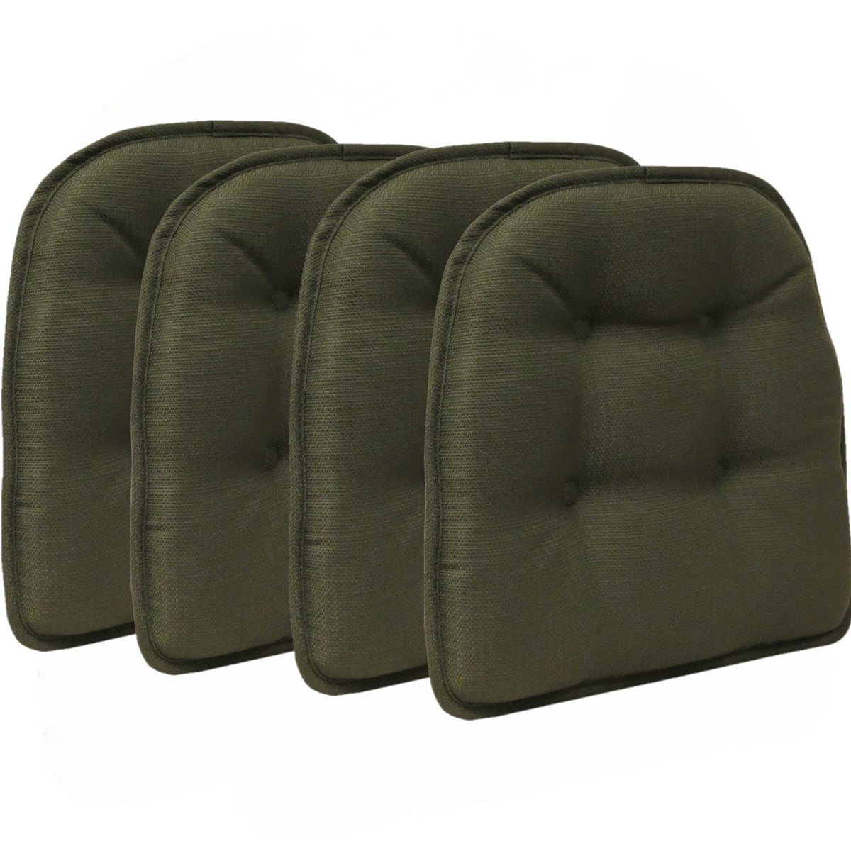 Klear Vu Omega Non-Slip Chair Cushions, Assembled in USA, U-Shaped Skid-Proof Seat Pads for Dining Room, Kitchen, Office, 15"x16" 4 Pack Slub Natural 4 Count