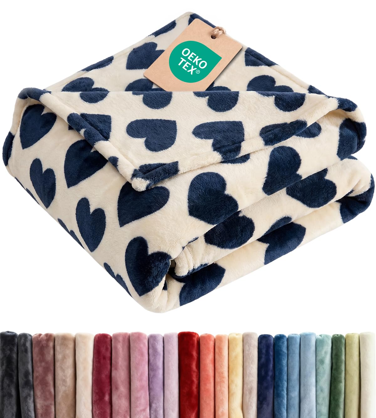 Fleece Blanket Throw Size - Ultra-Soft Warm Flannel Fleece Blanket - Cream