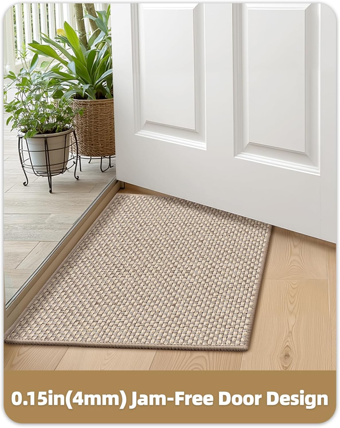 Color&Geometry Ultra-Thin Indoor Door Mat Entrance, 17"x30" Heather Khaki