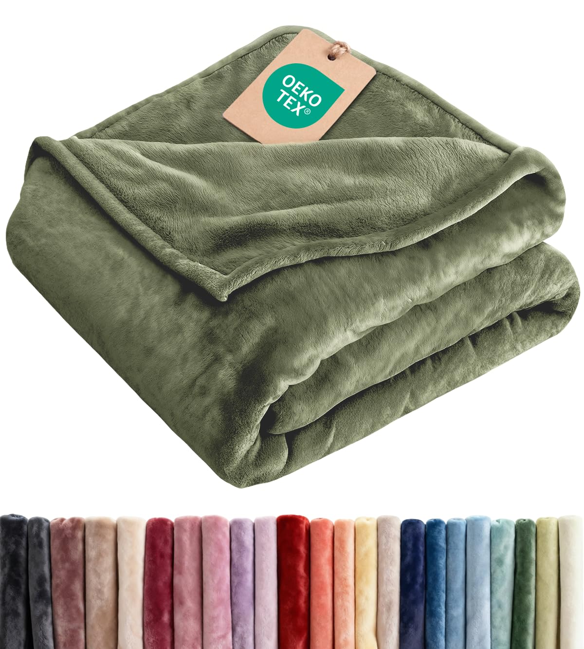 Fleece Blanket Throw Size - Ultra-Soft Warm Flannel Fleece Blanket - Cream