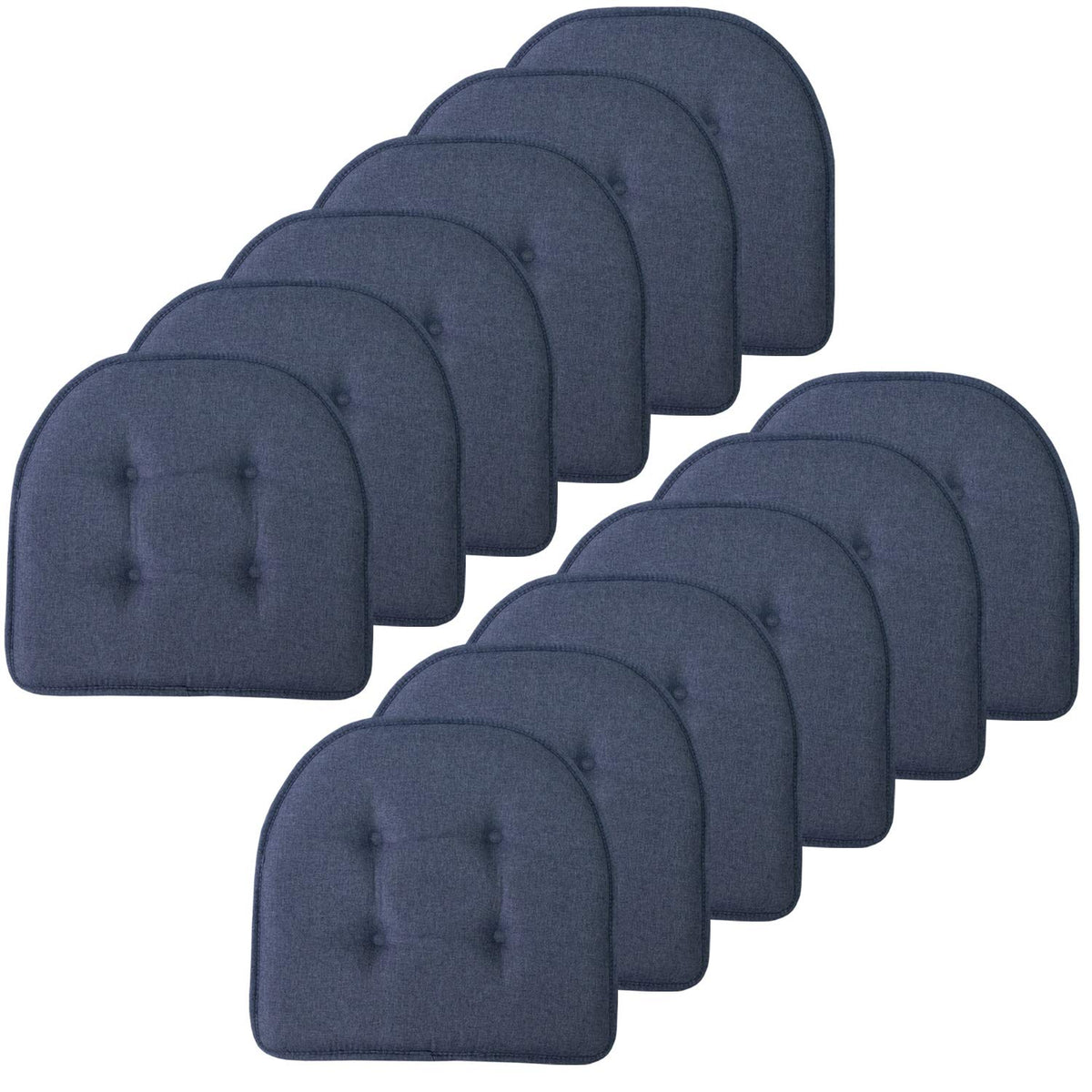 Sweet Home Collection Chair Cushion Memory Foam Pads Tufted Slip Non Skid Rubber Back U-Shaped 17" x 16" Seat Cover, 4 Count (Pack of 1), Army Green