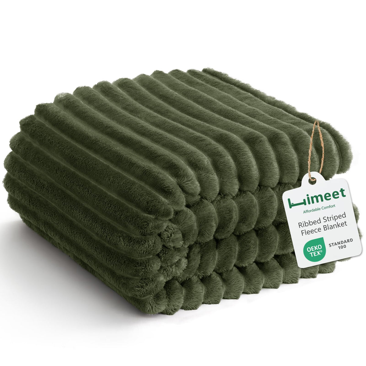 HIMEET Black Throw Blanket for Couch, 300GSM Ribbed Fleece, 50 x 60 Inches