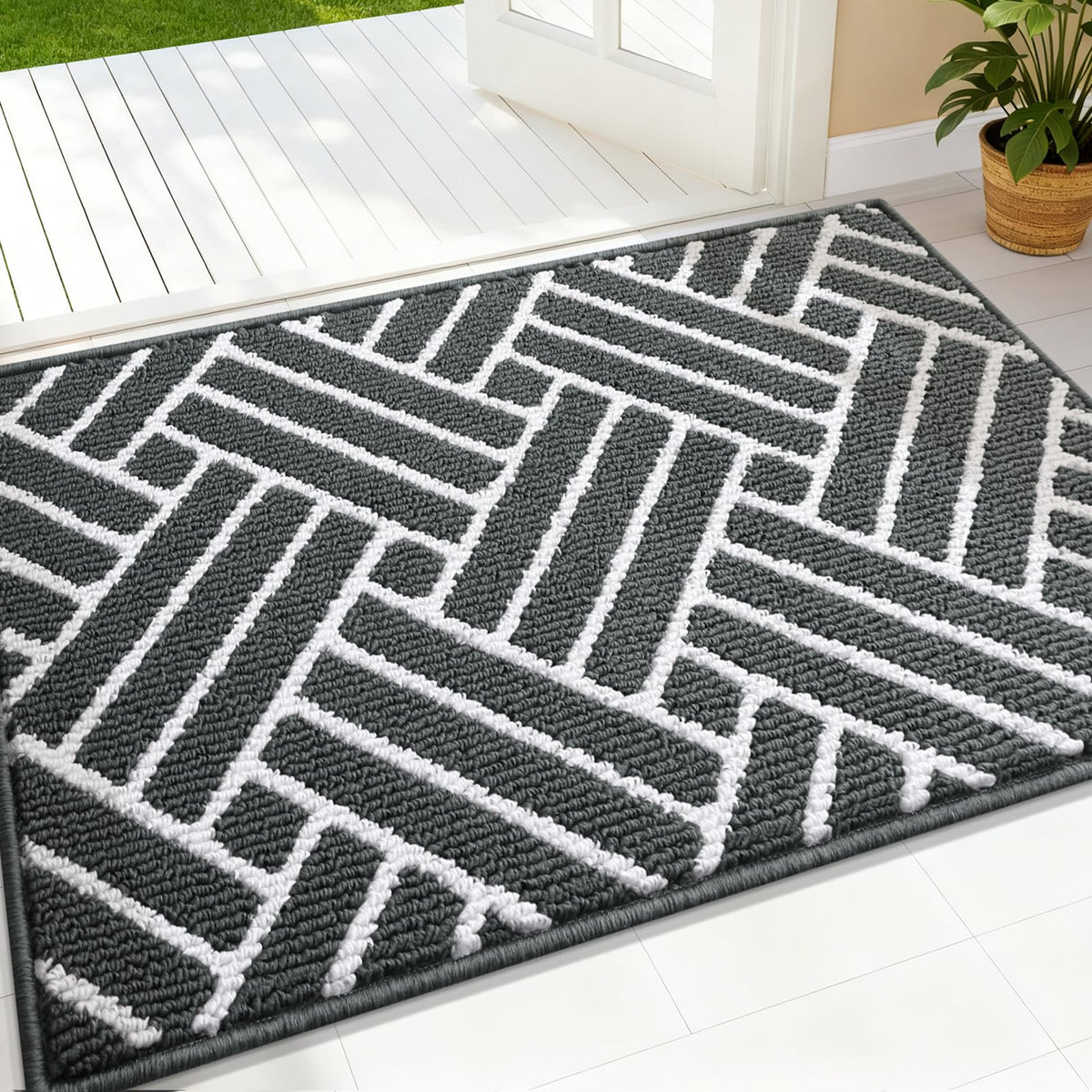 OLANLY Indoor Door Mat 32x20, Low-Profile Dirt Resistant Doormat, Grey