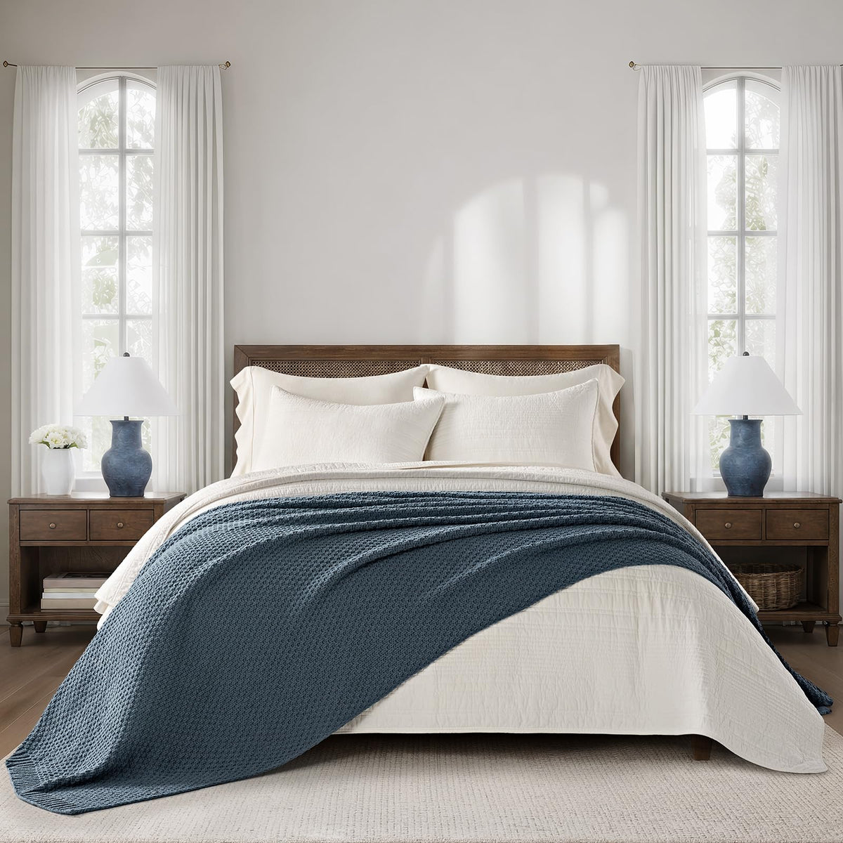 EVERGRACEHOME Chunky Chenille Knit Throw Blanket, 50 x 60, Beige